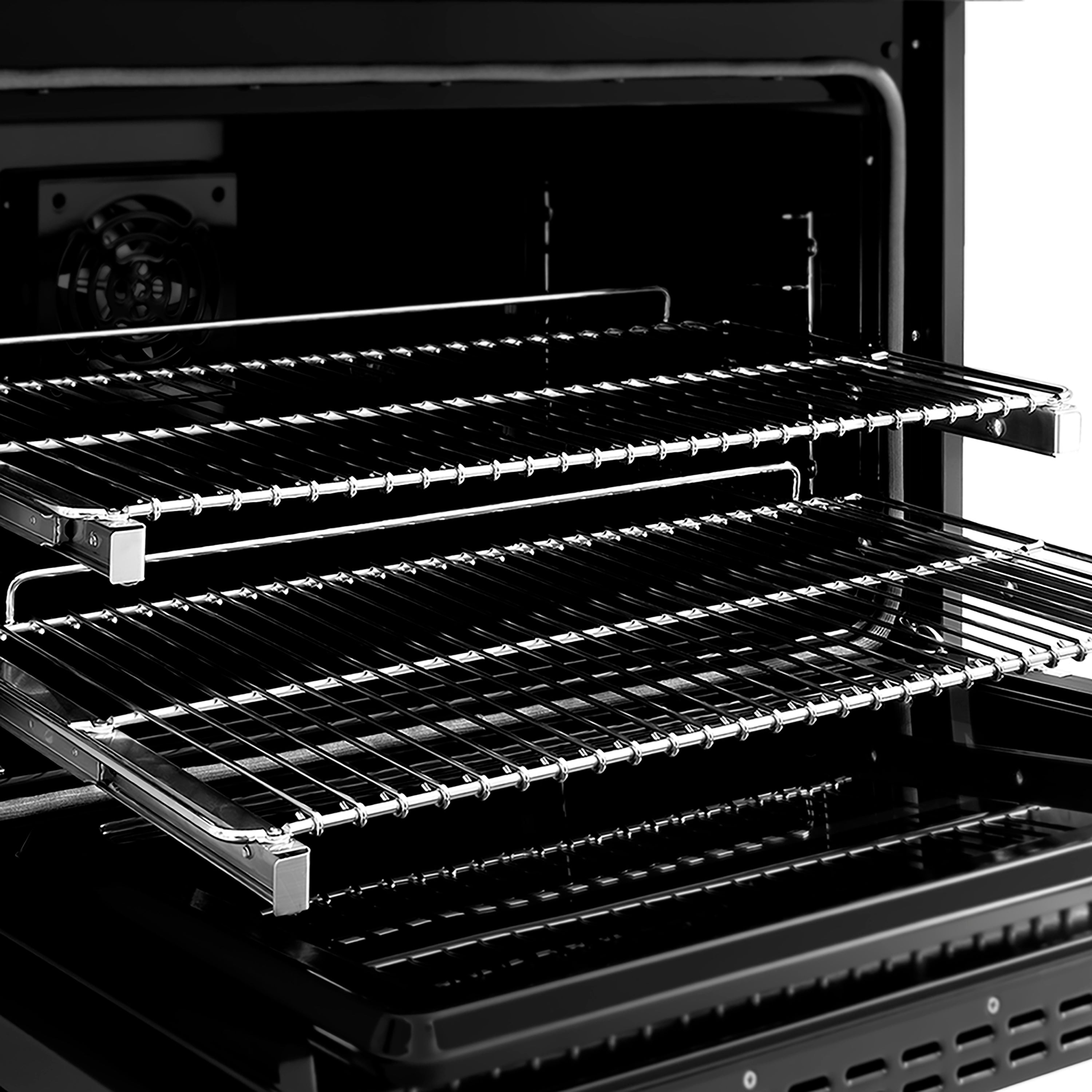 ZLINE Autograph Edition 36 in. 5.2 cu. ft. Paramount Dual Fuel Range with 6 Burner DuoPro™ Cooktop and Electric Convection Oven in Black Stainless Steel with Polished Gold Helix Handle and Accents (PSDRBZ-36-KG)