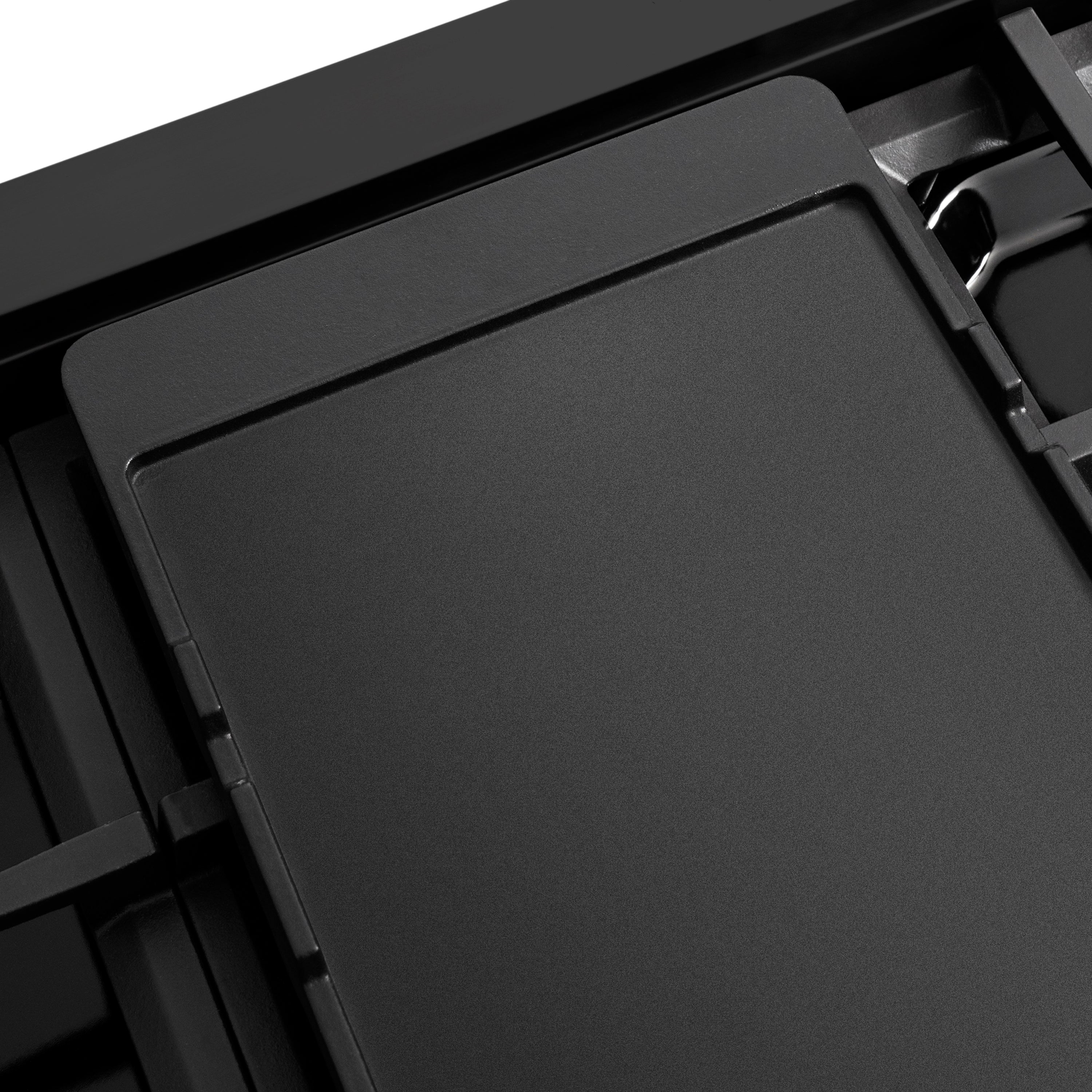 ZLINE Autograph Edition 48 in. 6.7 cu. ft. Paramount Dual Fuel Range with 8 Burner DuoPro™ Cooktop and Dual Ovens in Black Stainless Steel with Champagne Bronze Helix Handles and Accents (PSDRBZ-48-KCB)