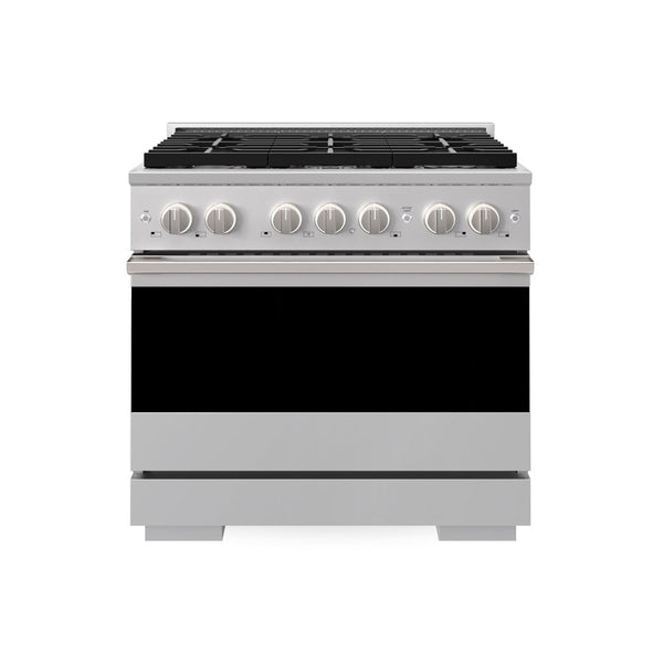 ZLINE 36 in. 5.2 cu. ft. Marino Dual Fuel Range with Gas Cooktop and Electric Convection Oven in Stainless Steel with 6 Brass Burners (MDR-BR-36)