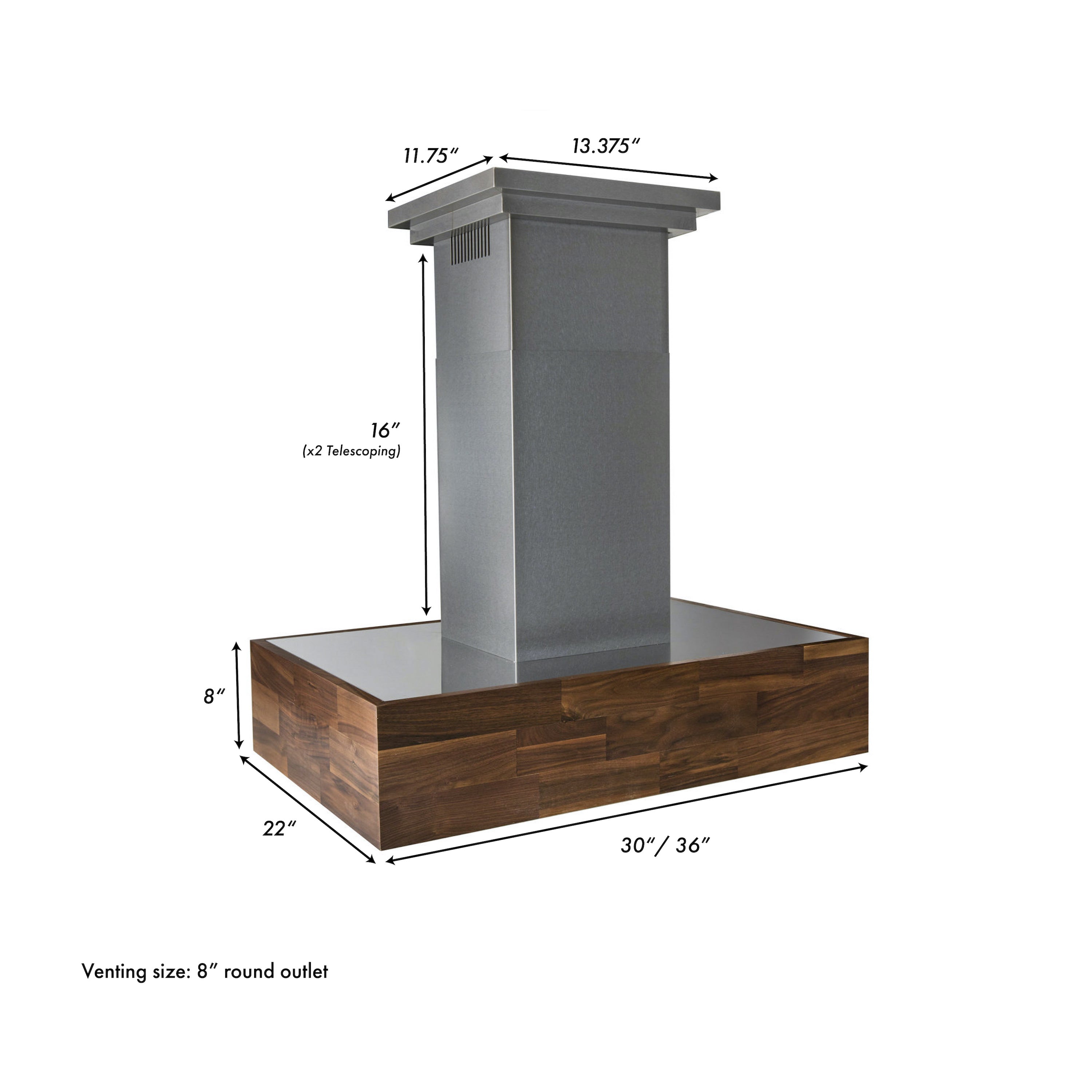 ZLINE 36 in. Remote Blower Ducted Designer Series Wooden Wall Mount Range Hood in Butcher Block (681W-RS-36-400)