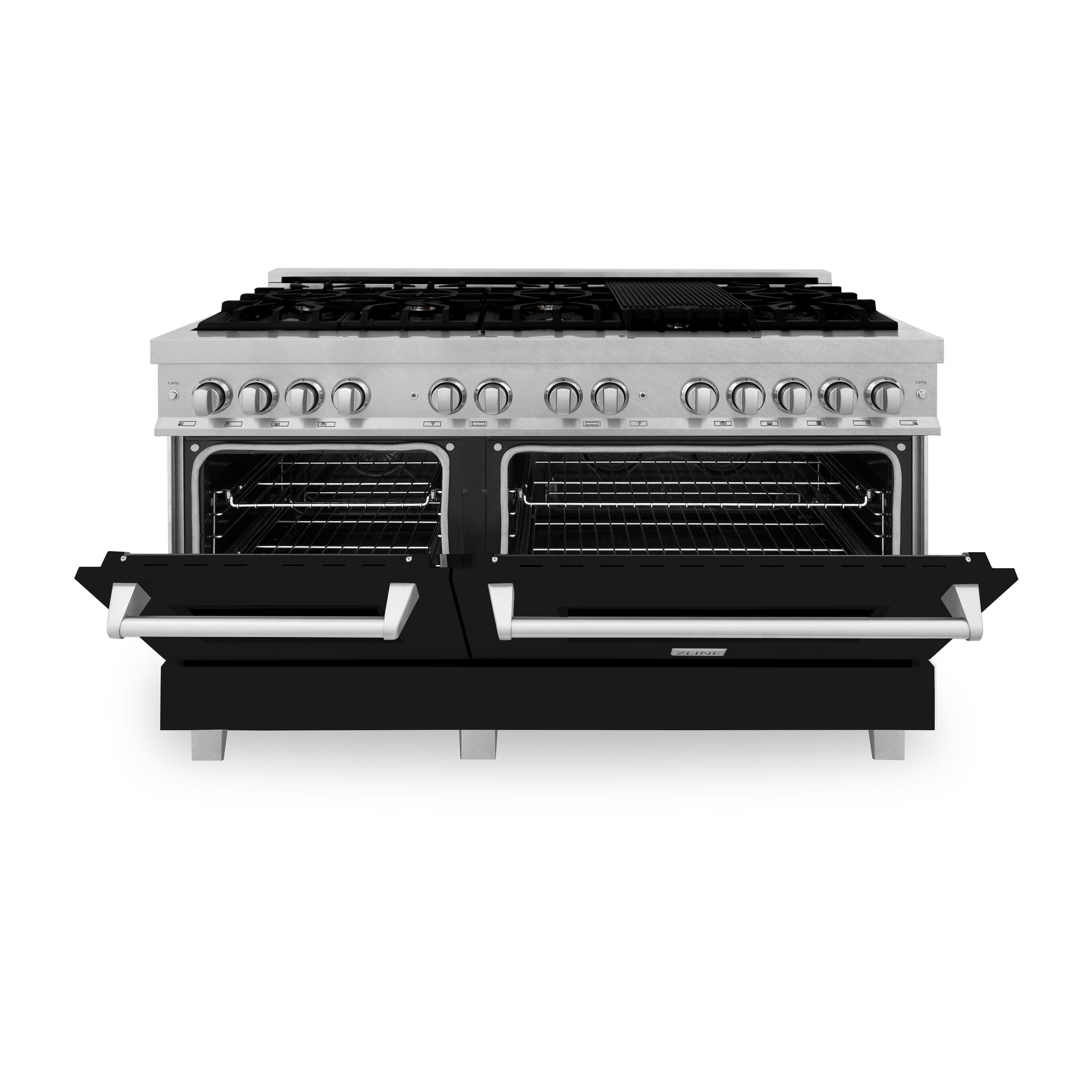 ZLINE 30 in. 4.0 cu. ft. Legacy Dual Fuel Range with 4 Burner Gas Cooktop and Electric Convection Oven in Satin Stainless Steel and Blue Matte Door (RAS-BM-30)