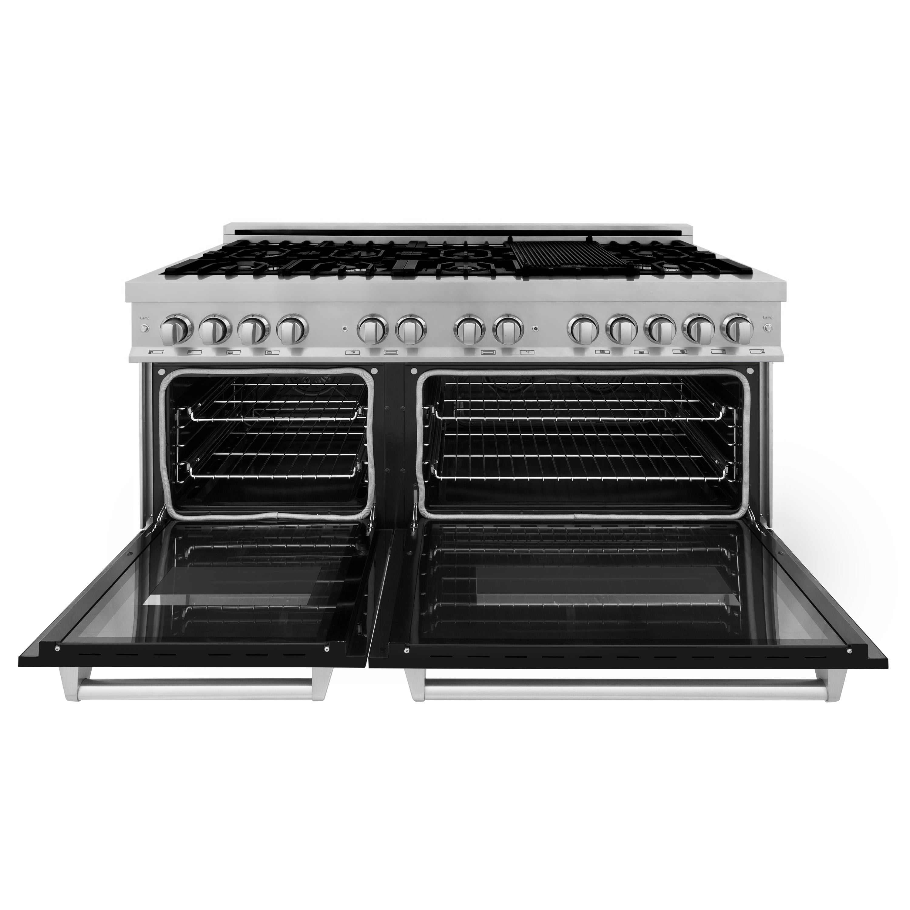 ZLINE 30 in. 4.0 cu. ft. Legacy Dual Fuel Range with 4 Burner Gas Cooktop and Electric Convection Oven in Satin Stainless Steel and Blue Matte Door (RAS-BM-30)