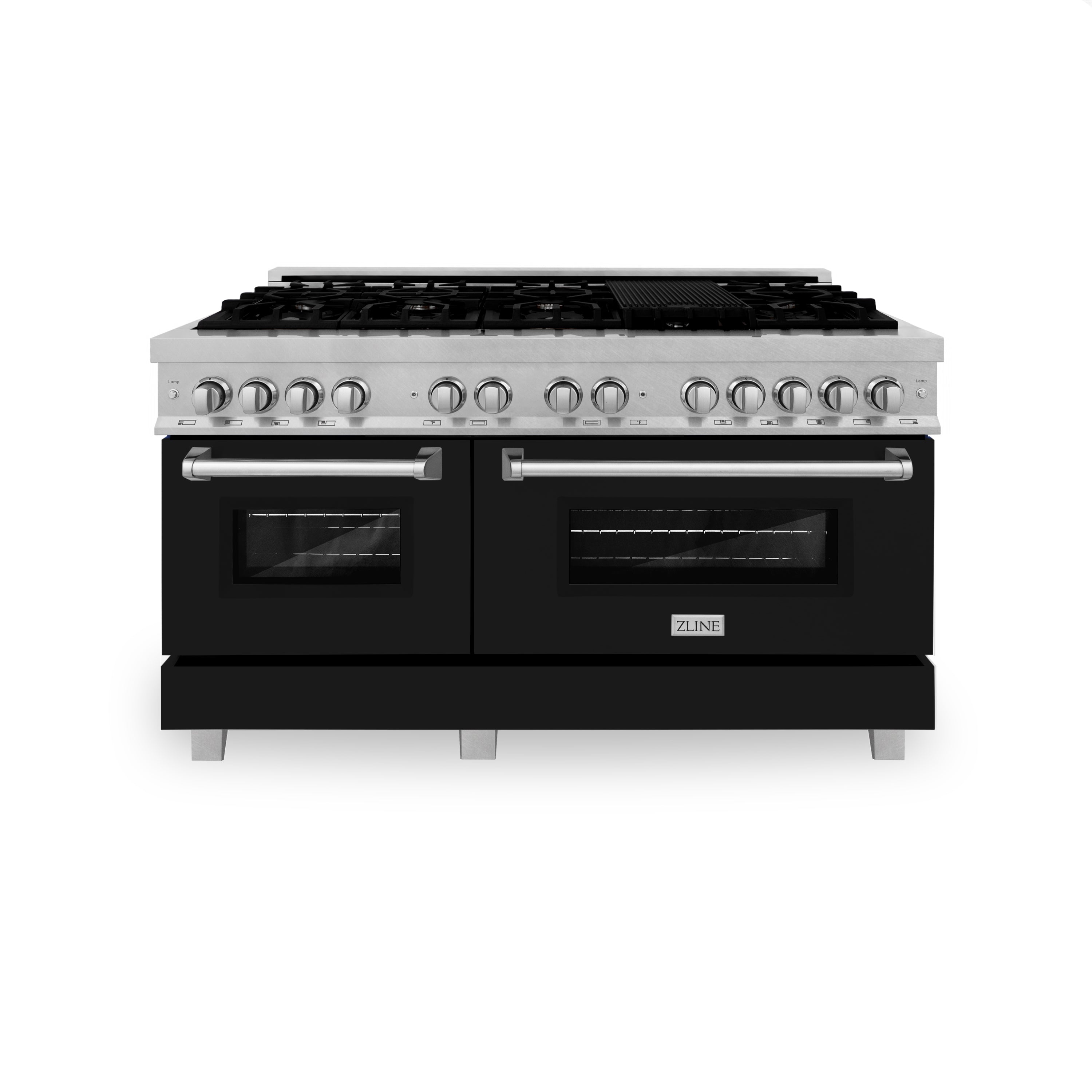 ZLINE 30 in. 4.0 cu. ft. Legacy Dual Fuel Range with 4 Burner Gas Cooktop and Electric Convection Oven in Satin Stainless Steel and Blue Matte Door (RAS-BM-30)