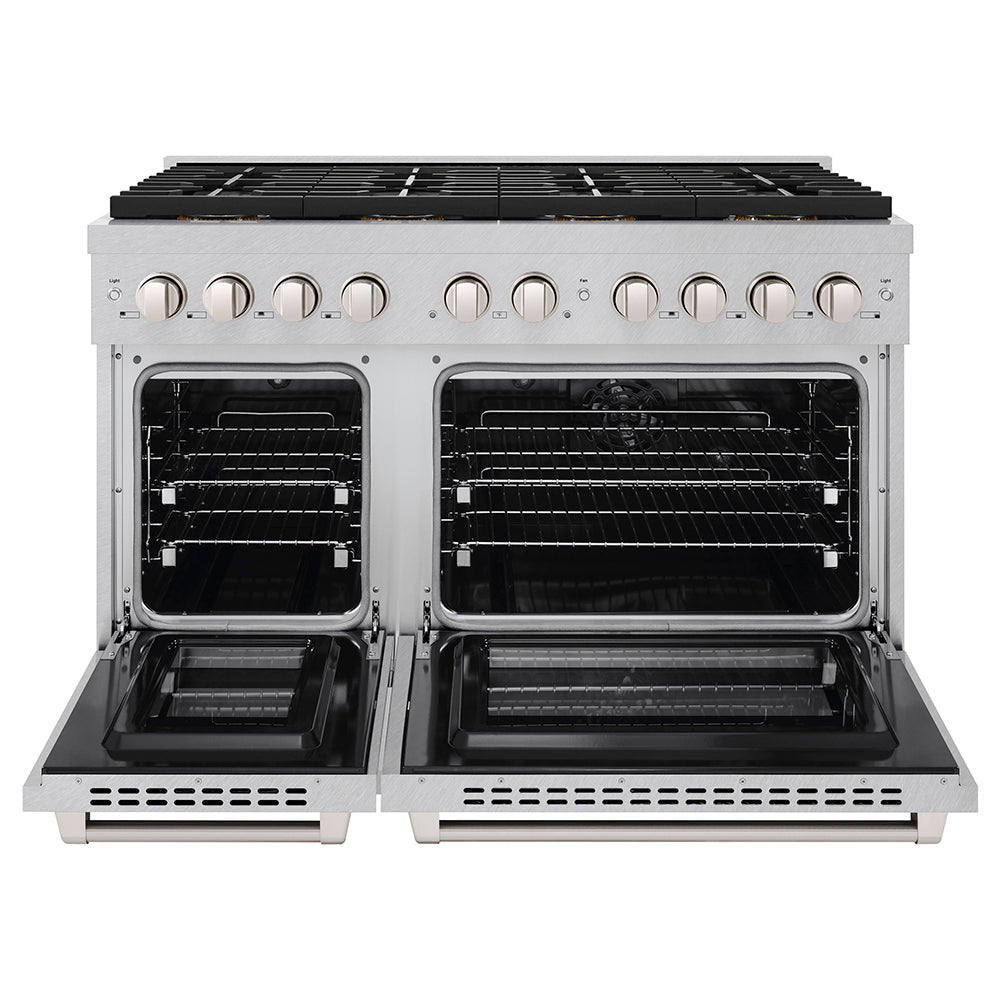 ZLINE 48 in. 6.7 cu. ft. Paramount Dual Fuel Range with 8 Burner DuoPro™ Cooktop and Dual Ovens in Satin Stainless Steel (PSDRS-48)