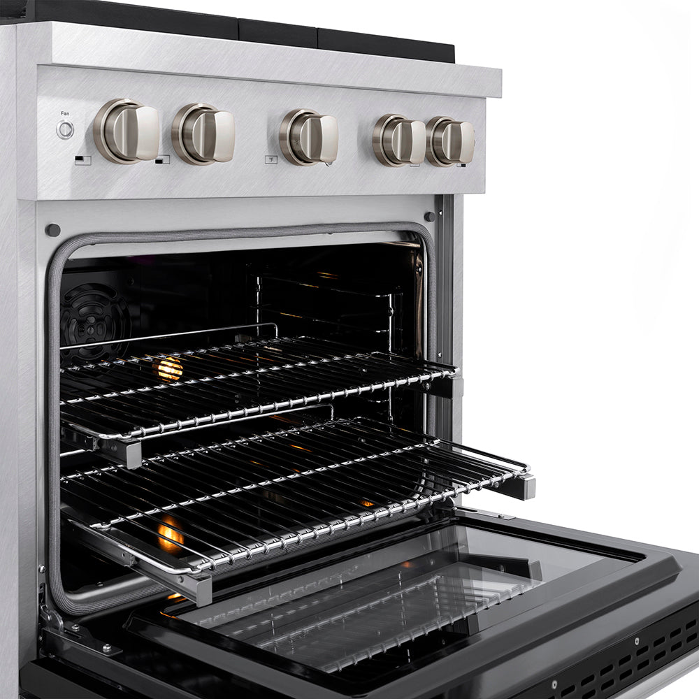 ZLINE 30 in. 4.2 cu. ft. Paramount Dual Fuel Range with 4 Burner DuoPro™ Cooktop and Electric Convection Oven in Satin Stainless Steel with Black Matte Door (PSDRS-BLM-30)