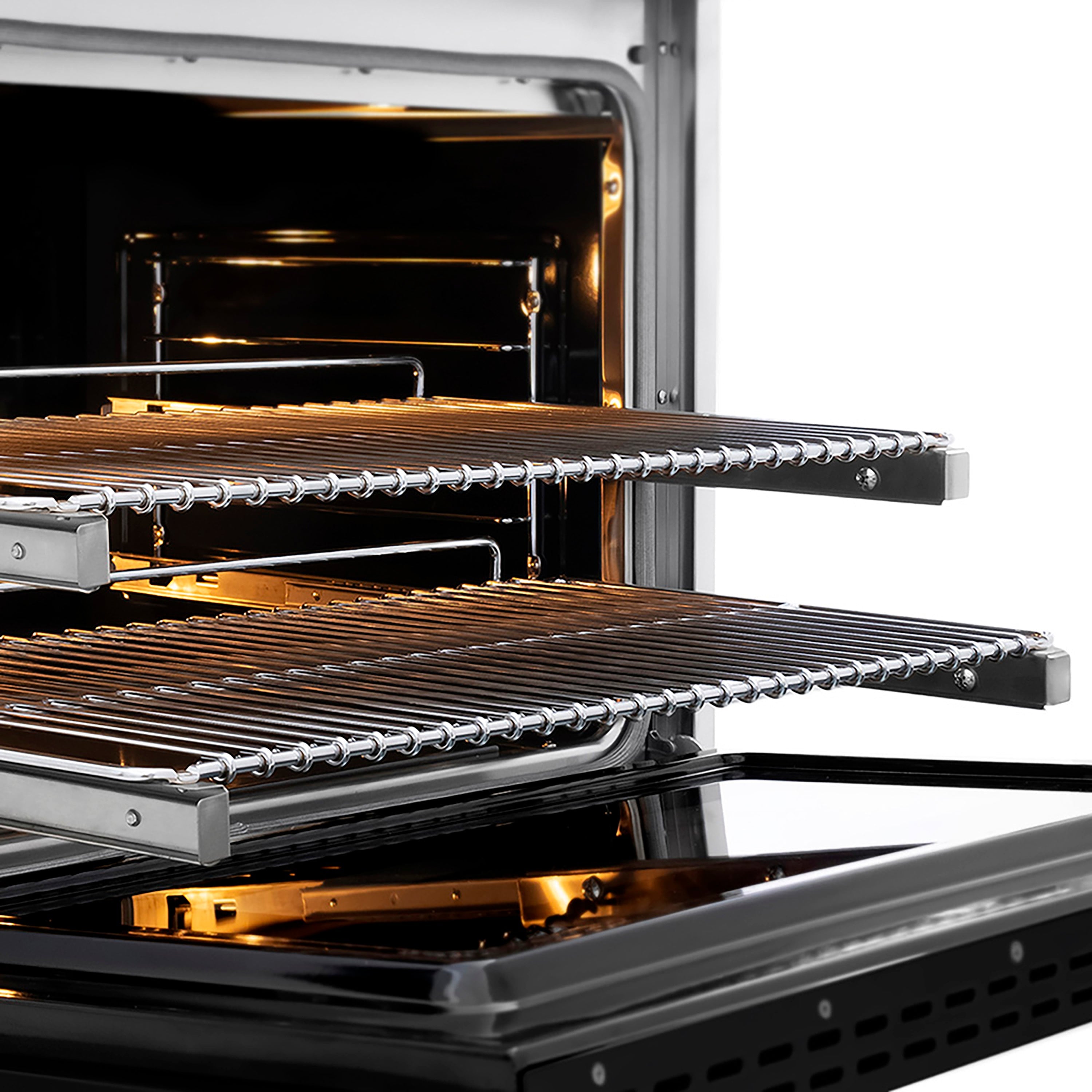 ZLINE 36 in. 5.2 cu. ft. Paramount Dual Fuel Range with 6 Burner DuoPro™ Cooktop and Electric Convection Oven in Satin Stainless Steel with Black Matte Door (PSDRS-BLM-36)