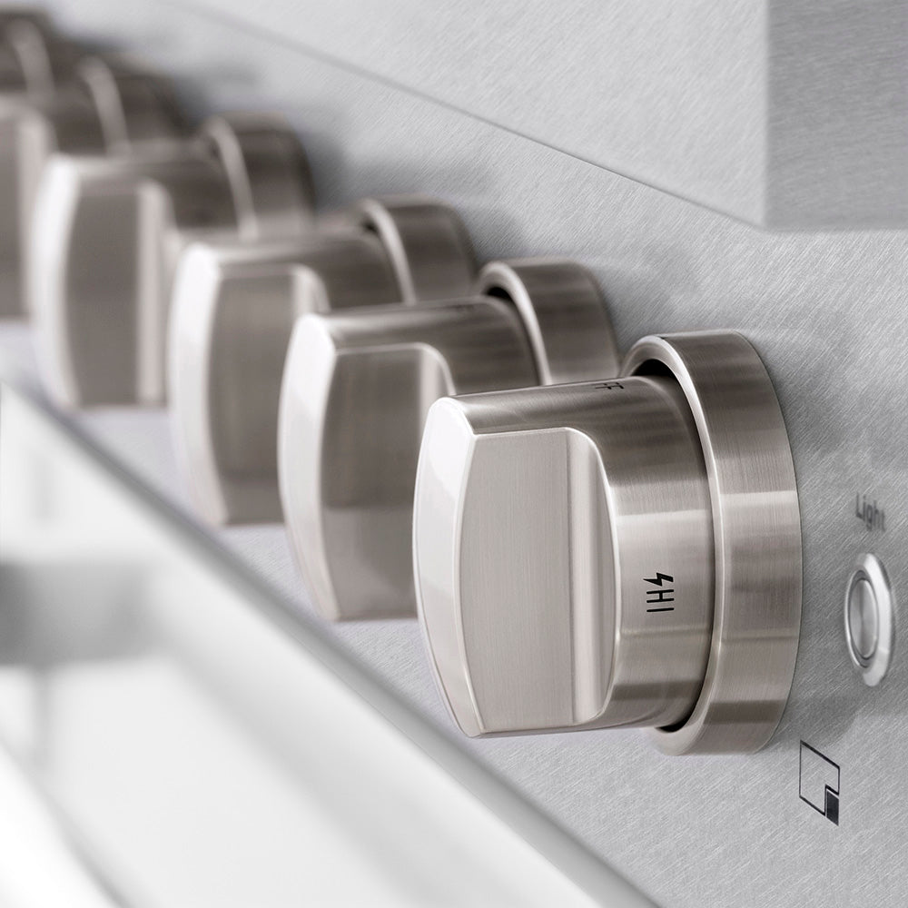 ZLINE 36 in. 5.2 cu. ft. Paramount Dual Fuel Range with 6 Burner DuoPro™ Cooktop and Electric Convection Oven in Satin Stainless Steel with White Matte Door (PSDRS-WM-36)