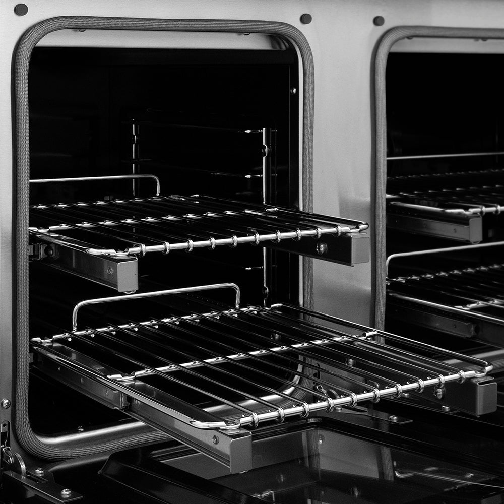 ZLINE Autograph Edition 48 in. 6.7 cu. ft. Paramount Dual Fuel Range with 8 Burner DuoPro™ Cooktop and Dual Ovens in Satin Stainless Steel with White Matte Doors and Champagne Bronze Accents (PSDRSZ-WM-48-CB)