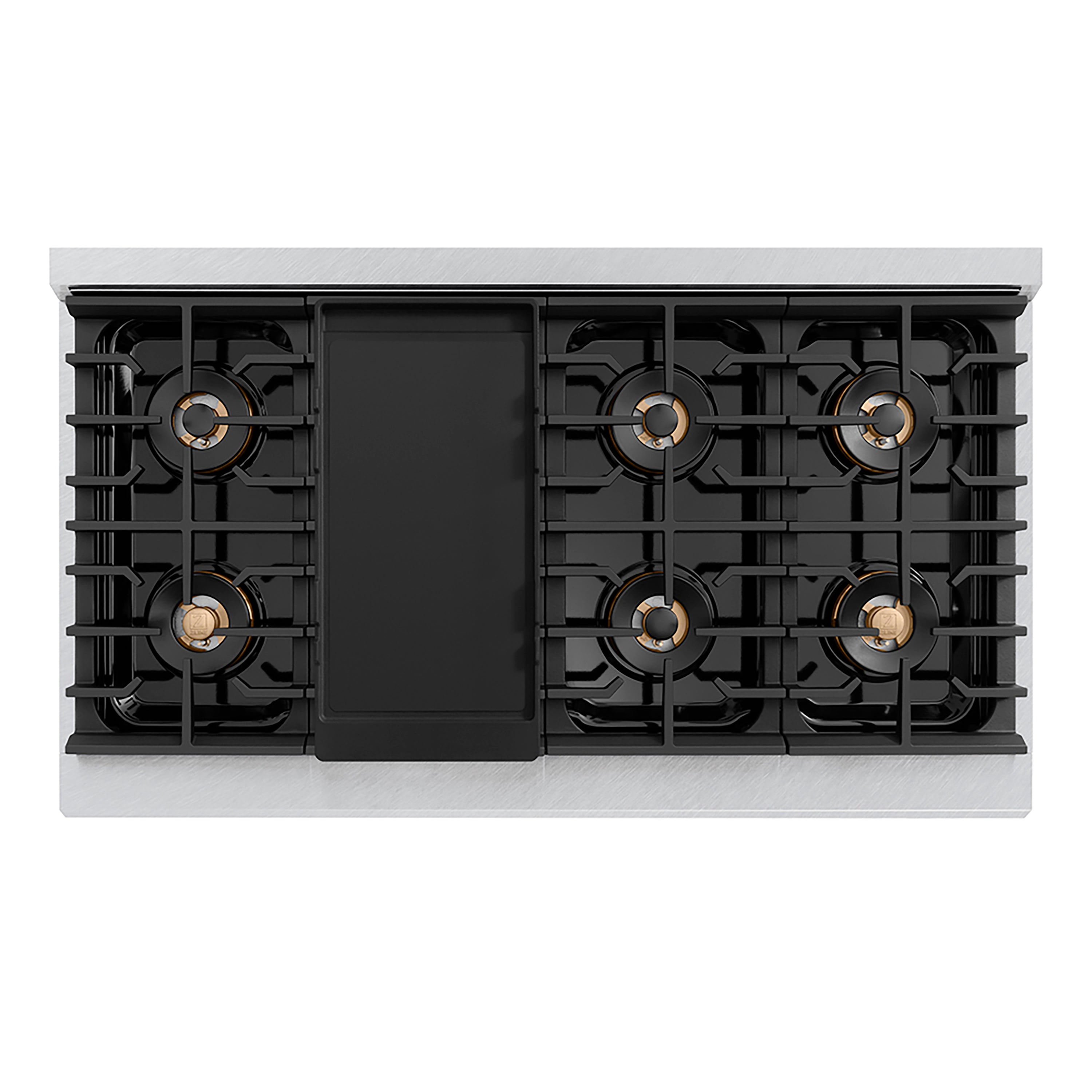 ZLINE 48 in. 6.7 cu. ft. Paramount Dual Fuel Range with 8 Burner DuoPro™ Cooktop and Dual Ovens in Satin Stainless Steel with Black Matte Doors (PSDRS-BLM-48)