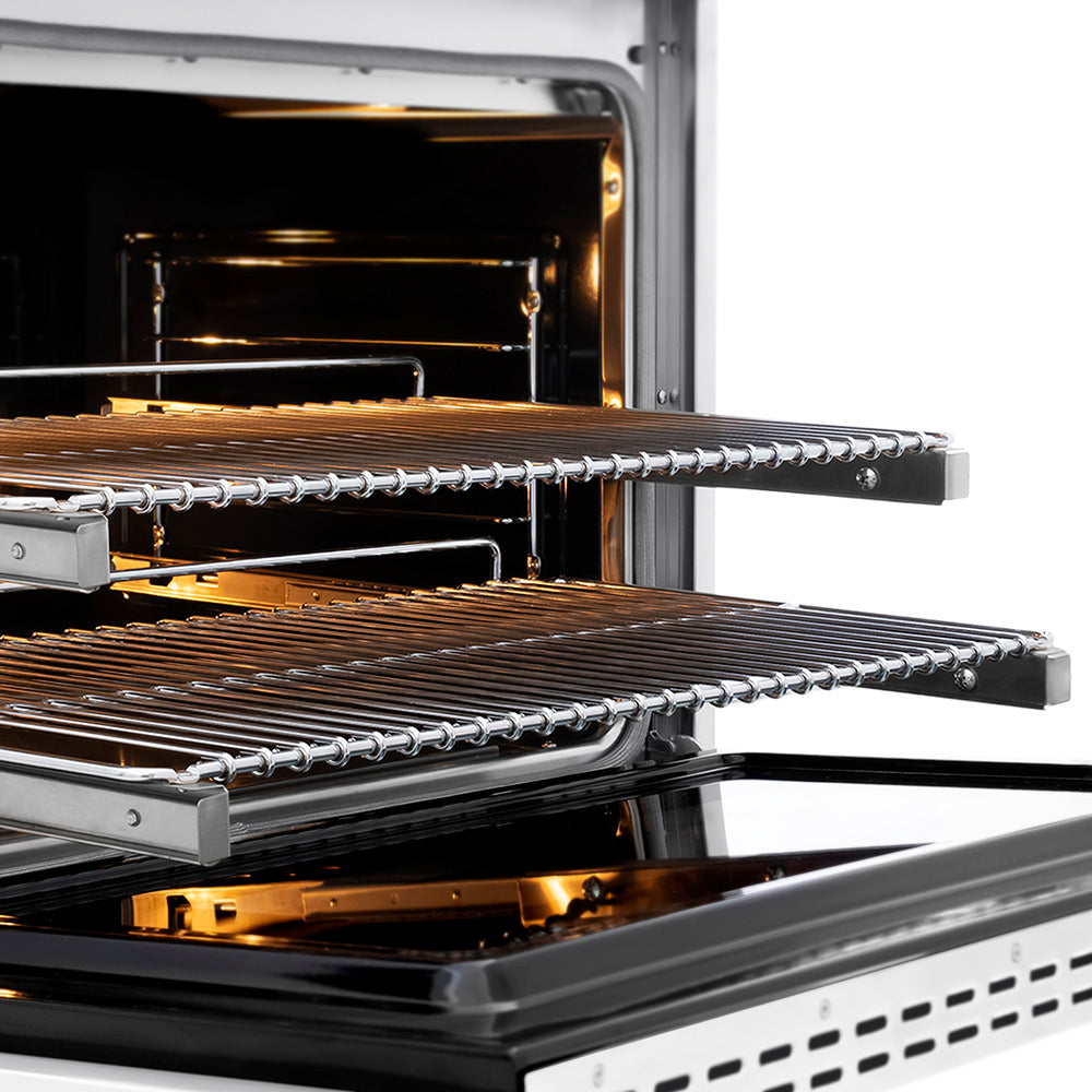 ZLINE Autograph Edition 36 in. 5.2 cu. ft. Paramount Dual Fuel Range with 6 Burner DuoPro™ Cooktop and Electric Convection Oven in Satin Stainless Steel with White Matte Door and Champagne Bronze Accents (PSDRSZ-WM-36-CB)