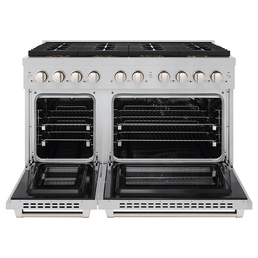 ZLINE 48 in. 6.7 cu. ft. Paramount Gas Range with 8 Burner DuoPro™ Cooktop and Dual Ovens in Satin Stainless Steel (PSGRS-48)