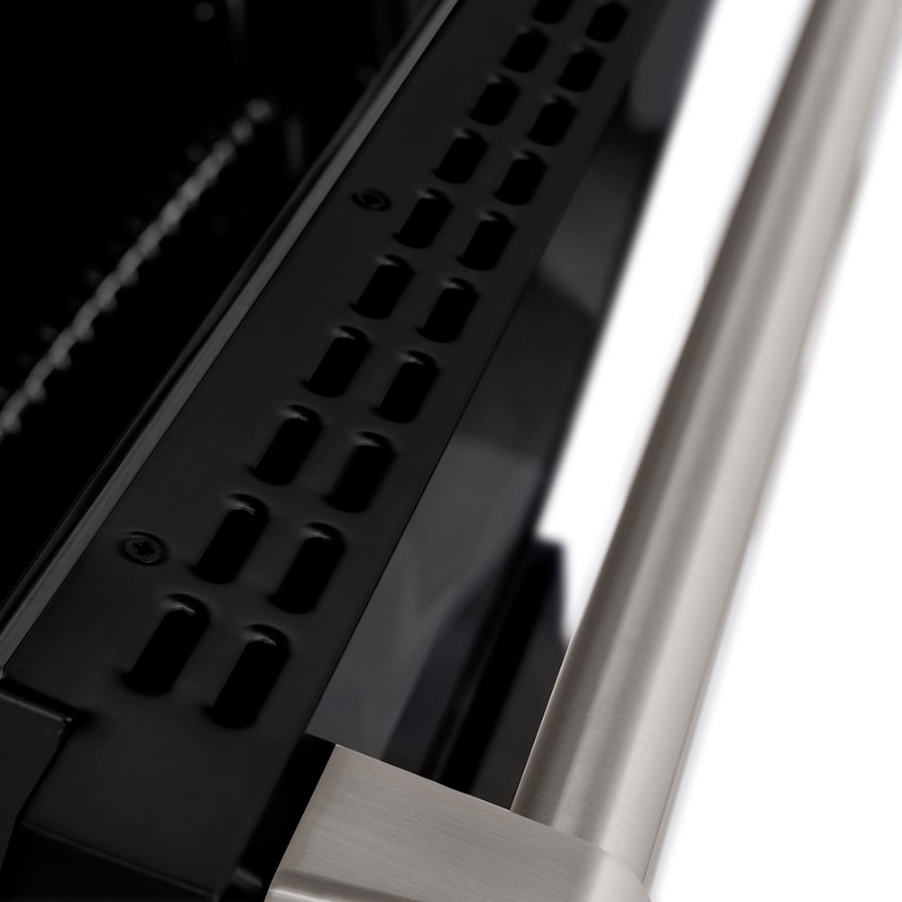 ZLINE 30 in. 4.2 cu. ft. Paramount Gas Range with 4 Burner DuoPro™ Cooktop and Convection Gas Oven in Satin Stainless Steel with Black Matte Door (PSGRS-BLM-30)