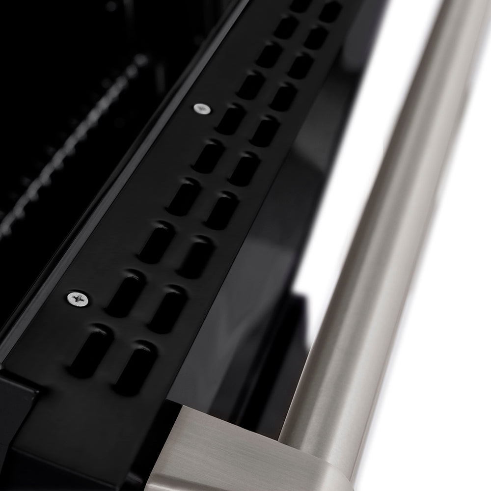 ZLINE 36 in. 5.2 cu. ft. Paramount Gas Range with 6 Burner DuoPro™ Cooktop and Convection Gas Oven in Satin Stainless Steel with Black Matte Door (PSGRS-BLM-36)