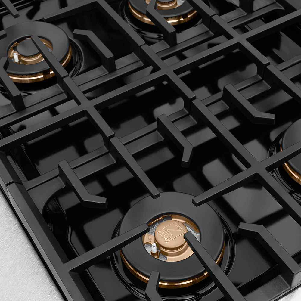 ZLINE Autograph Edition 30 in. 4.2 cu. ft. Paramount Gas Range with 4 Burner DuoPro™ Cooktop and Convection Gas Oven in Satin Stainless Steel and Polished Gold Accents (PSGRSZ-30-G)