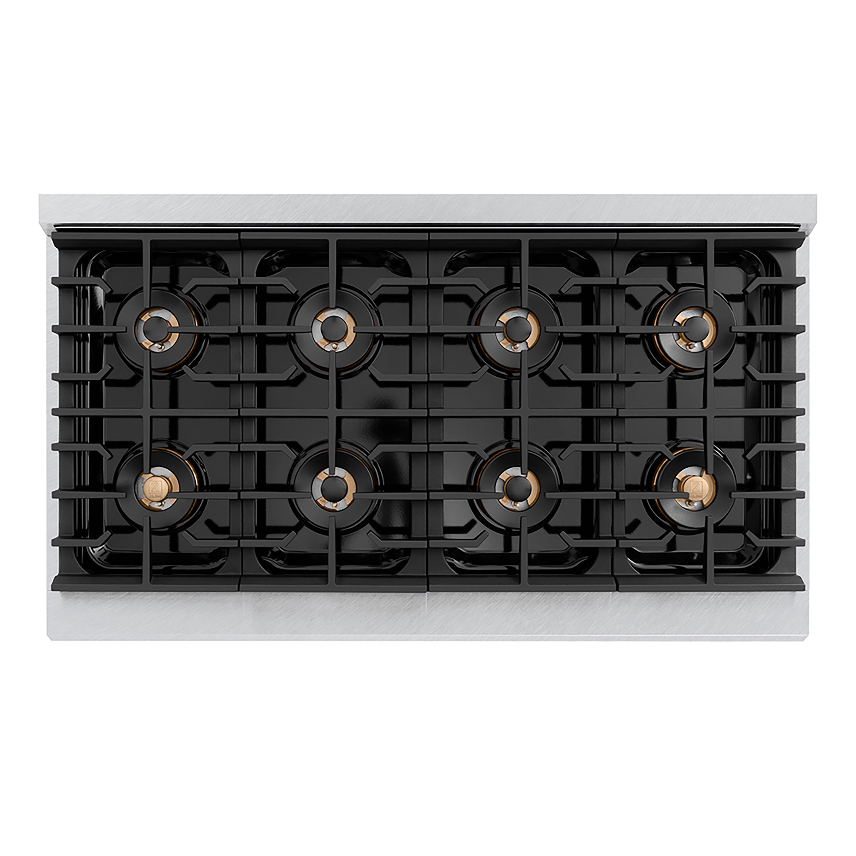 ZLINE Autograph Edition 48 in. 6.7 cu. ft. Paramount Gas Range with 8 Burner DuoPro™ Cooktop and Dual Ovens in Satin Stainless Steel and Matte Black Accents (PSGRSZ-48-MB)