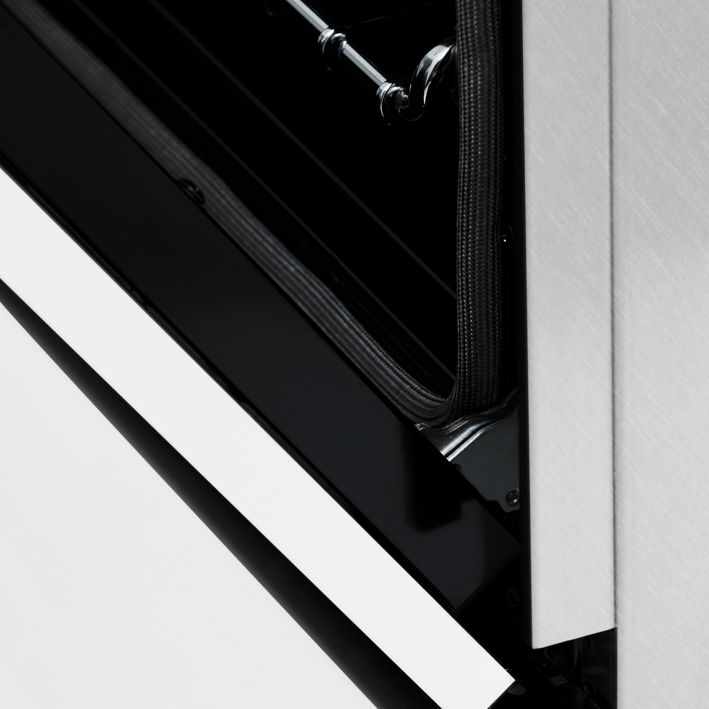 ZLINE 24 in. 2.8 cu. ft. Legacy Dual Fuel Range with 4 Burner Gas Cooktop and Electric Convection Oven in Satin Stainless Steel and White Matte Door (RAS-WM-24)