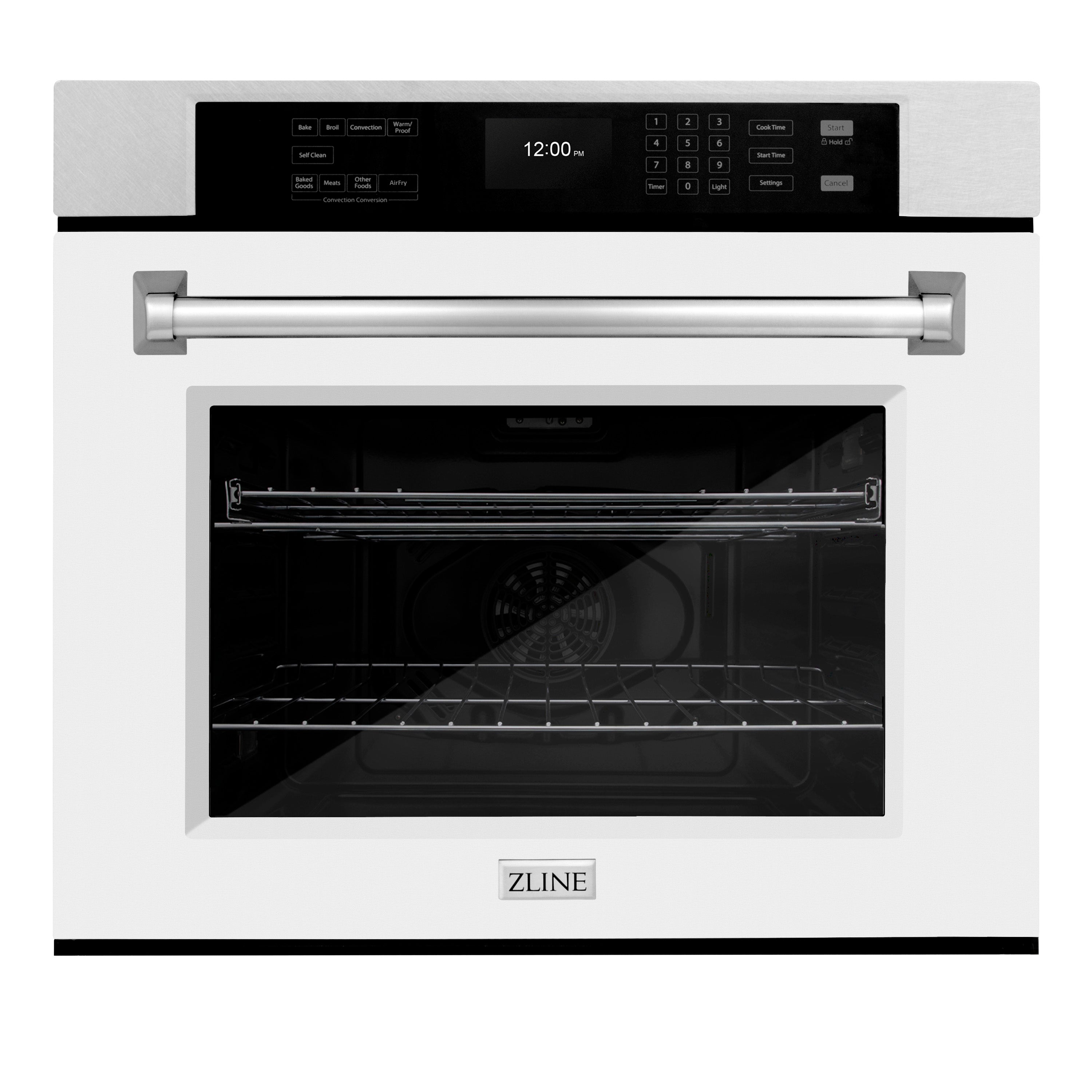 ZLINE 30 in. Professional True Convection Single Wall Oven with Air Fry and Self Clean in Satin Stainless Steel with White Matte Door (WASS-WM-30)