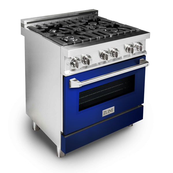 ZLINE 30" 4.0 cu. ft. Dual Fuel Range with Gas Stove and Electric Oven in Stainless Steel with Color Door Options (RA30)