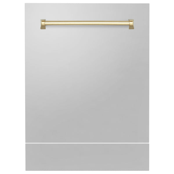 ZLINE Autograph Edition 24" Tallac Dishwasher Panel in Stainless Steel with Polished Gold Handle (DPVZ-304-24-G)