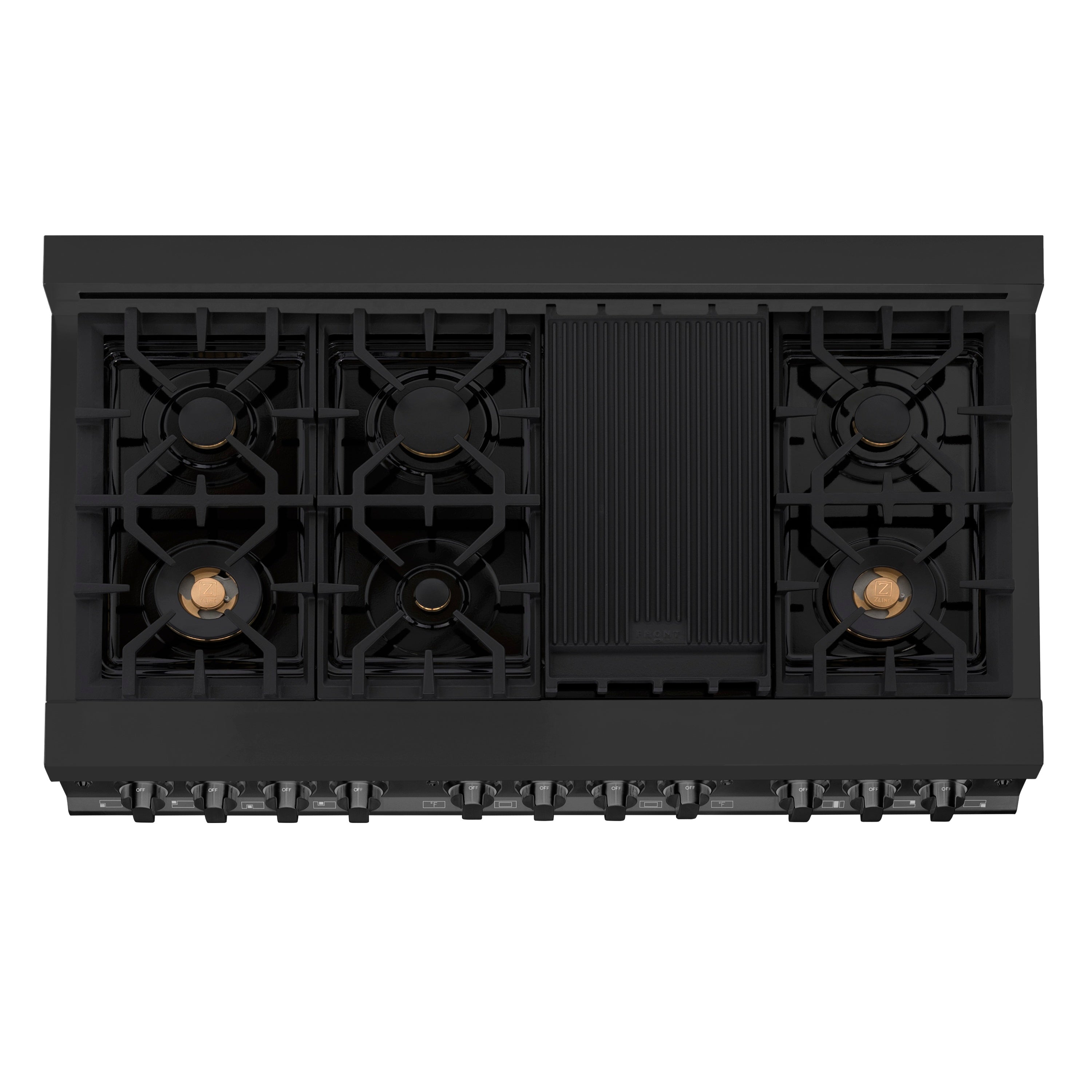ZLINE 48 in. 6.0 cu. ft. Legacy Dual Fuel Range with 7 Burner Gas Cooktop and 2 Electric Ovens in Black Stainless Steel (RAB-48)