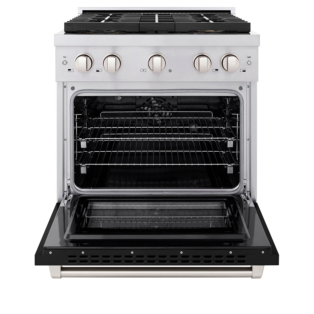 ZLINE 30 in. 4.2 cu. ft. Paramount Dual Fuel Range with 4 Burner DuoPro™ Cooktop and Electric Convection Oven with Black Matte Door (PSDR-BLM-30)