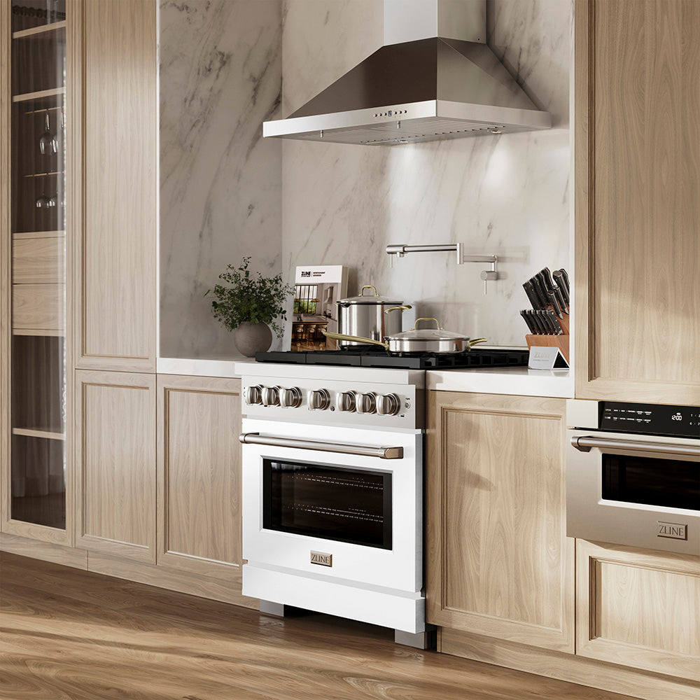 ZLINE 36 in. 5.2 cu. ft. Paramount Dual Fuel Range with 6 Burner DuoPro™ Cooktop and Electric Convection Oven with White Matte Door (PSDR-WM-36)