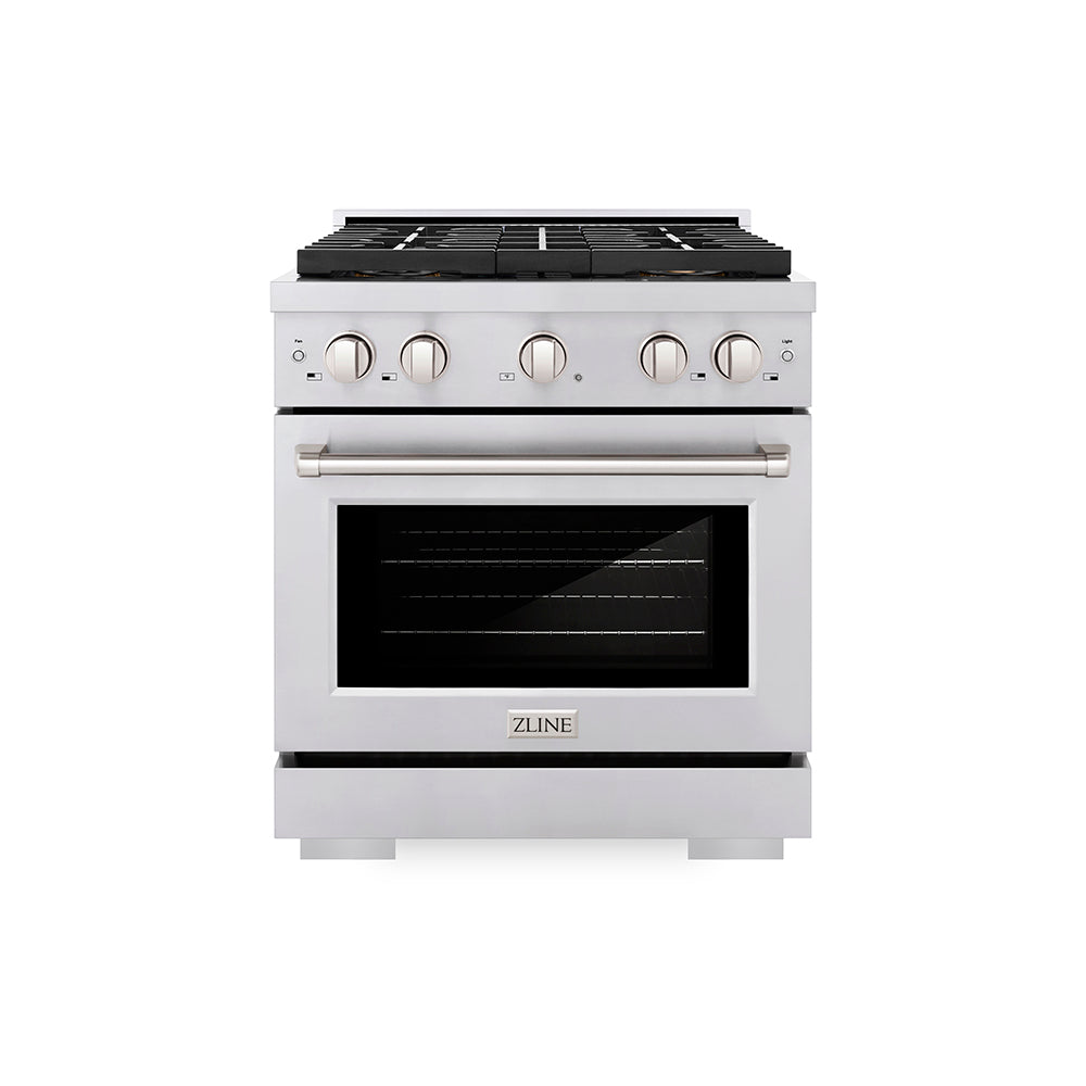ZLINE 30 in. 4.2 cu. ft. Paramount Dual Fuel Range with 4 Burner DuoPro™ Cooktop and Electric Convection Oven in Stainless Steel (PSDR30)