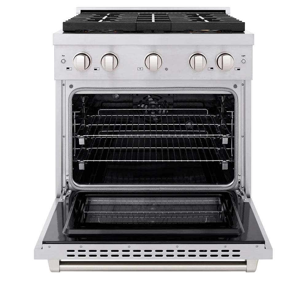 ZLINE 30 in. 4.2 cu. ft. Paramount Dual Fuel Range with 4 Burner DuoPro™ Cooktop and Electric Convection Oven in Stainless Steel (PSDR30)