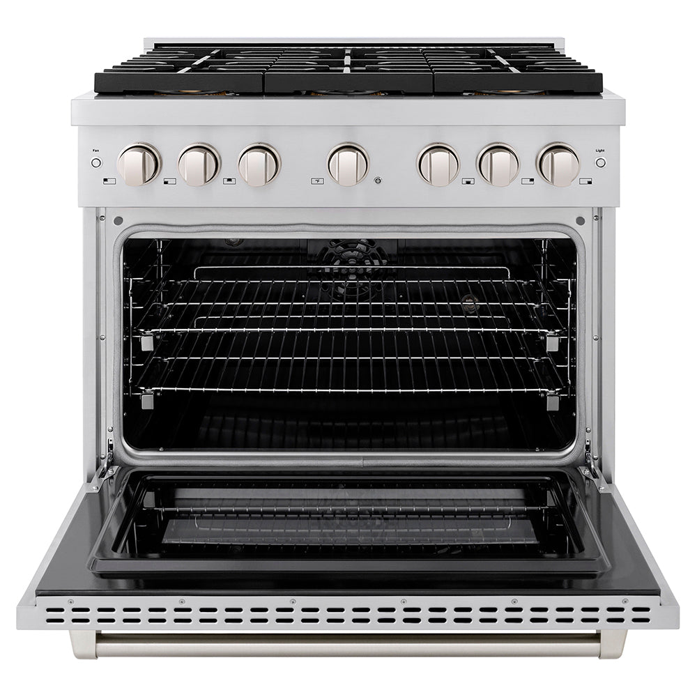 ZLINE 36 in. 5.2 cu. ft. Paramount Dual Fuel Range with 6 Burner DuoPro™ Cooktop and Electric Convection Oven in Stainless Steel (PSDR36)
