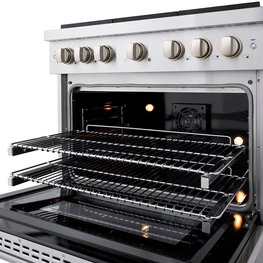 ZLINE 36 in. 5.2 cu. ft. Paramount Dual Fuel Range with 6 Burner DuoPro™ Cooktop and Electric Convection Oven in Stainless Steel (PSDR36)