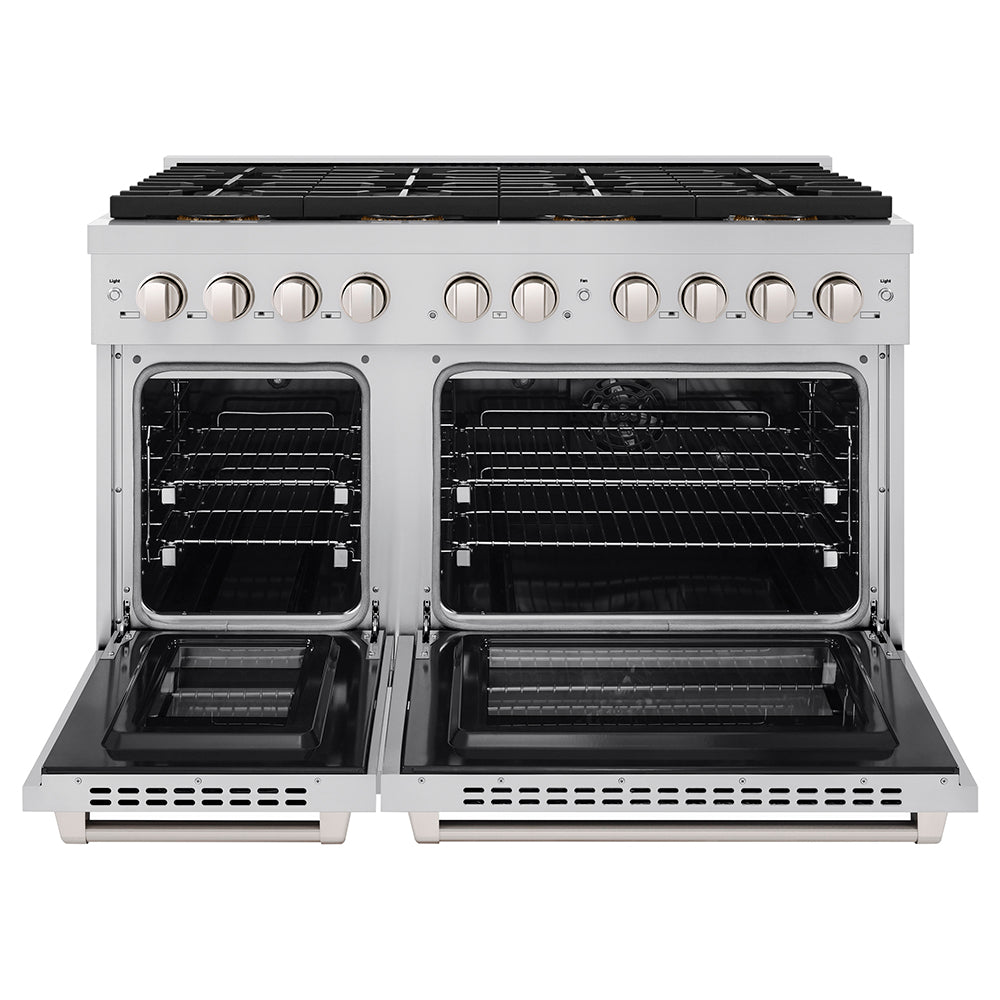 ZLINE 48 in. 6.7 cu. ft. Paramount Dual Fuel Range with 8 Burner DuoPro™ Cooktop and Dual Ovens in Stainless Steel (PSDR48)