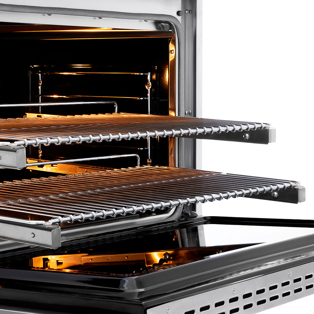 ZLINE Autograph Edition 36 in. 5.2 cu. ft. Paramount Dual Fuel Range with 6 Burner Gas Cooktop and Electric Convection Oven in Stainless Steel with Polished Gold Helix Handle and Knob Accents (SDRZ-36-KG)