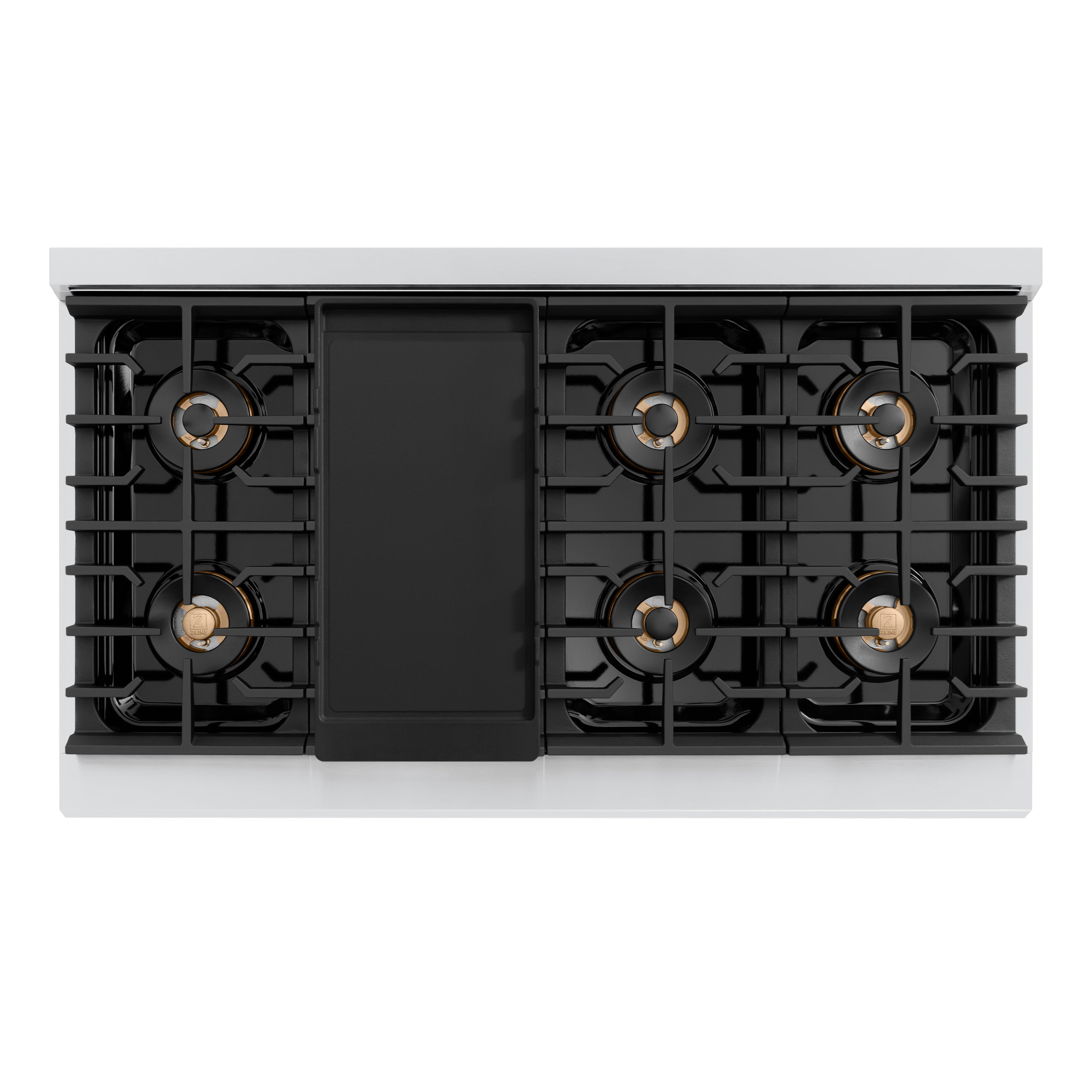 ZLINE Autograph Edition 48 in. 6.7 cu. ft. Paramount Dual Fuel Range with 8 Burner DuoPro™ Cooktop and Dual Ovens in Stainless Steel with Polished Gold Helix Handles and Accents (PSDRZ-48-KG)