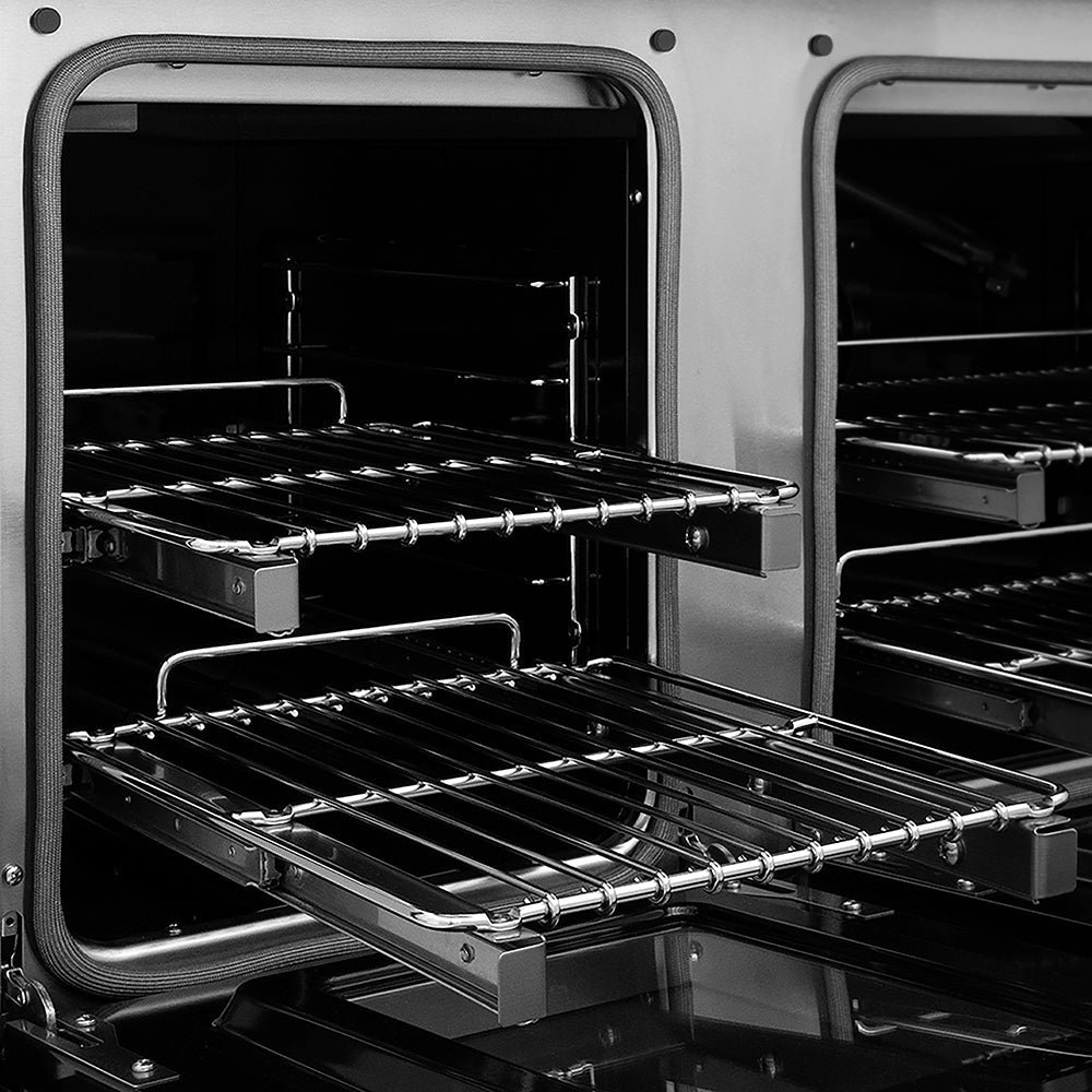 ZLINE Autograph Edition 48 in. 6.7 cu. ft. Paramount Double Oven Gas Range with 8 Burner Cooktop in Stainless Steel and Champagne Bronze Helix Handles and Knob Accents (SGRZ-48-KCB)