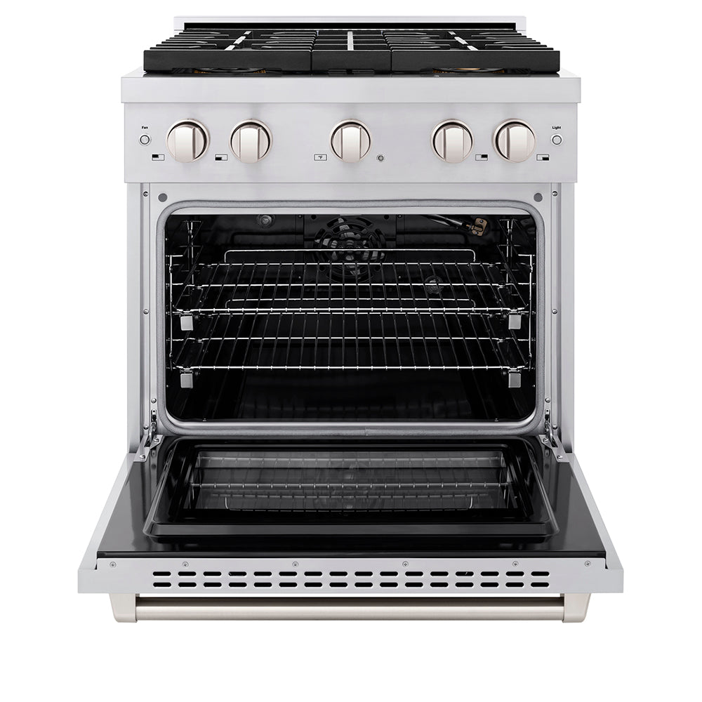 ZLINE 30 in. 4.2 cu. ft. Paramount Gas Range with 4 Burner DuoPro™ Cooktop and Convection Gas Oven in Stainless Steel (PSGR30)