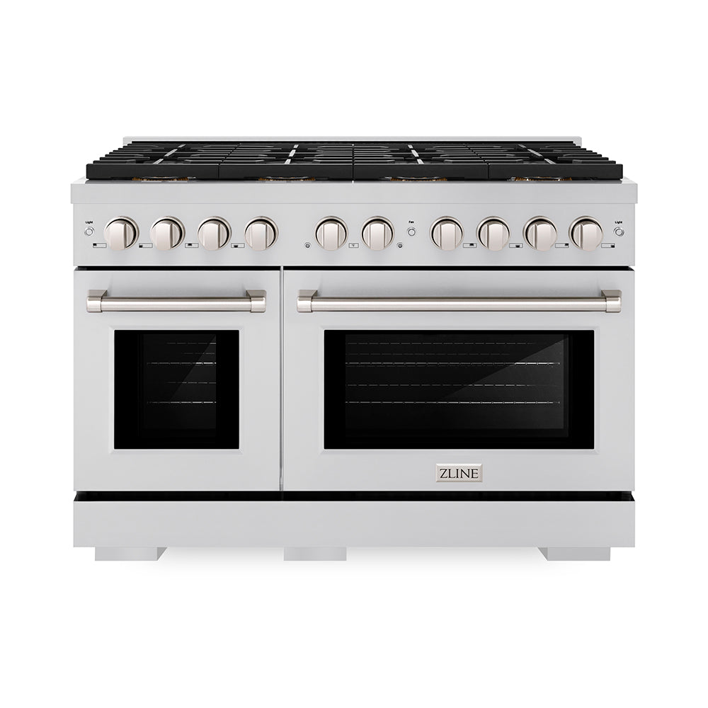 ZLINE 48 in. 6.7 cu. ft. Paramount Gas Range with 8 Burner DuoPro™ Cooktop and Dual Ovens in Stainless Steel (PSGR48)