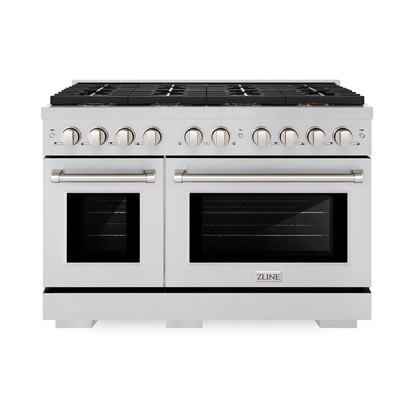 ZLINE 48 in. 6.7 cu. ft. Paramount Gas Range with 8 Burner DuoPro™ Cooktop and Dual Ovens in Stainless Steel (PSGR48)