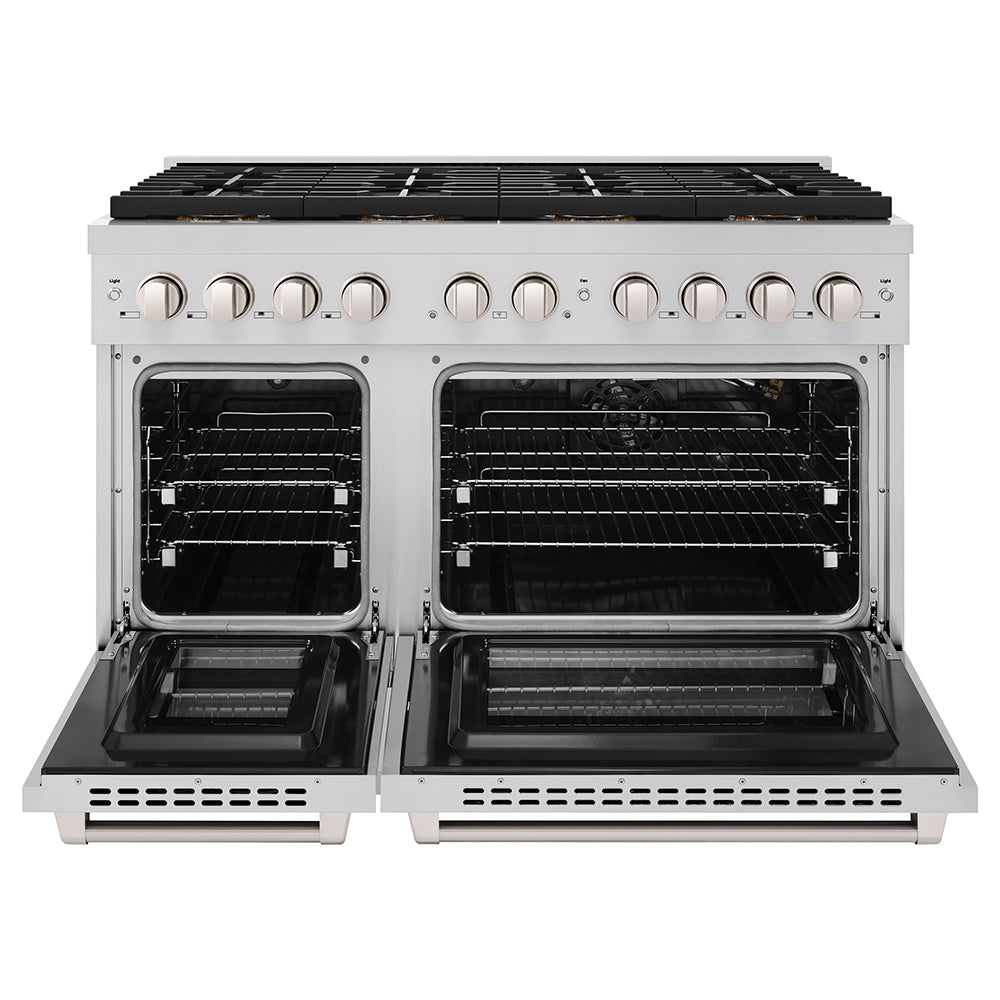 ZLINE 48 in. 6.7 cu. ft. Paramount Gas Range with 8 Burner DuoPro™ Cooktop and Dual Ovens in Stainless Steel (PSGR48)
