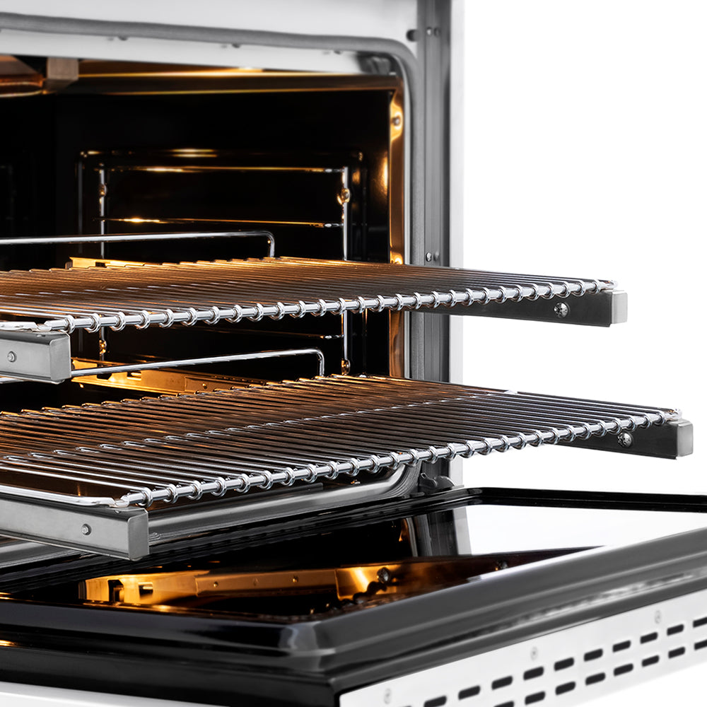 ZLINE Autograph Edition 36 in. 5.2 cu. ft. Paramount Gas Range with 6 Burner DuoPro™ Cooktop and Convection Gas Oven with White Matte Door and Polished Gold Accents (PSGRZ-WM-36-G)