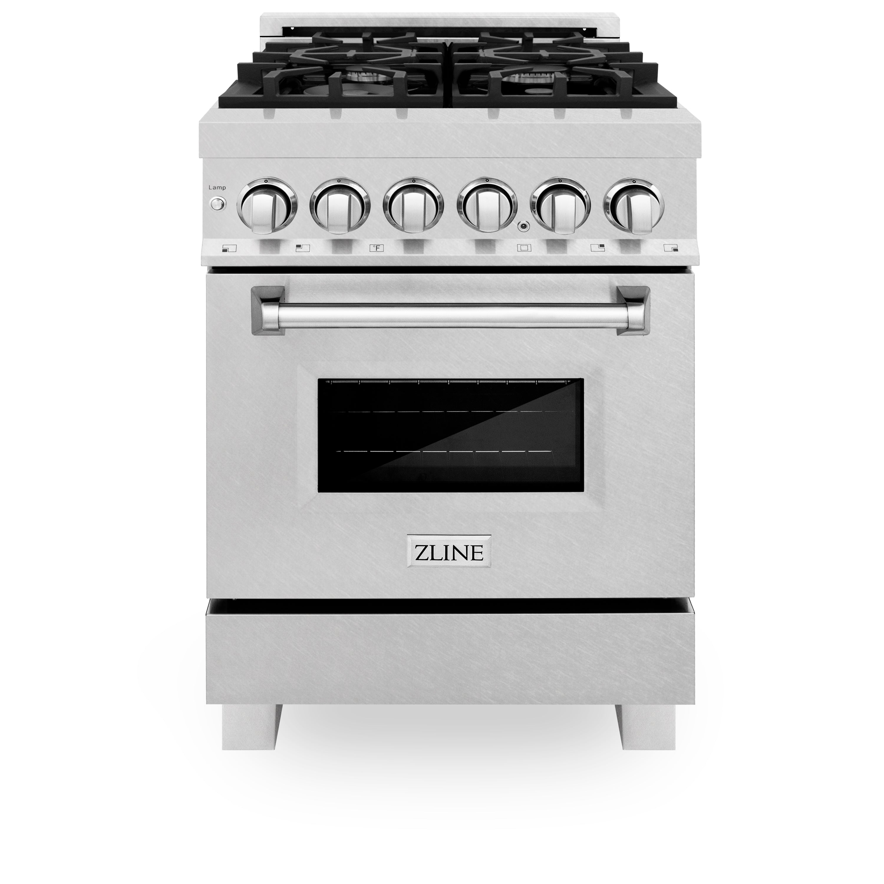 ZLINE 24 in. 2.8 cu. ft. Legacy Dual Fuel Range with 4 Burner Gas Cooktop and Electric Convection Oven in Satin Stainless Steel with Griddle (RAS-SN-GR-24)