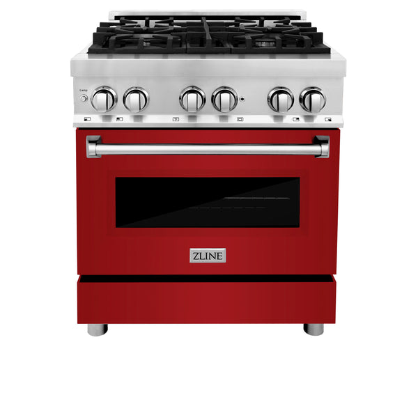 ZLINE 30" 4.0 cu. ft. Dual Fuel Range with Gas Stove and Electric Oven in Stainless Steel with Color Door Options (RA30)