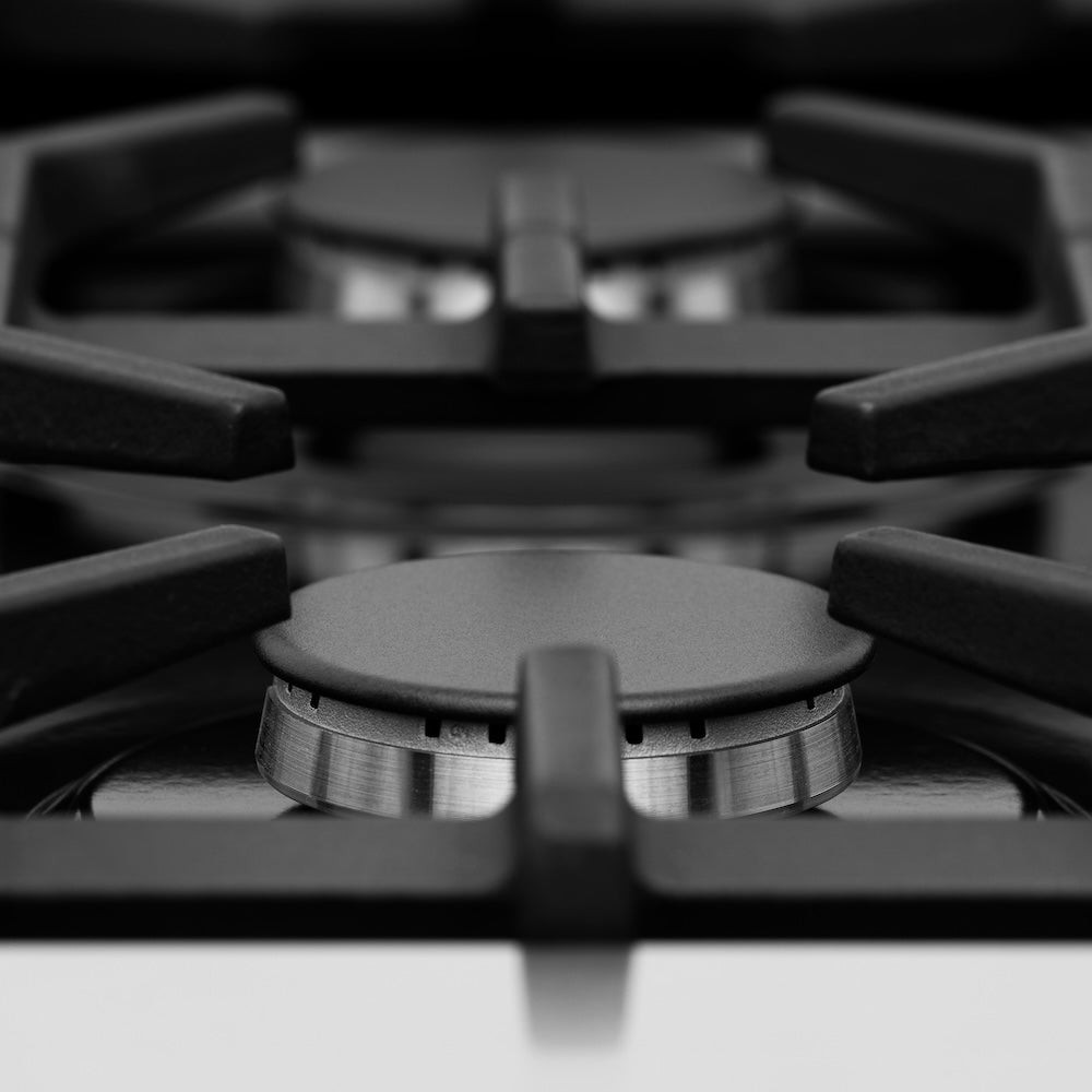 ZLINE 36 in. 4.6 cu. ft. Legacy Dual Fuel Range with 6 Burner Gas Cooktop and Electric Convection Oven in Stainless Steel and Red Matte Door (RA-RM-36)