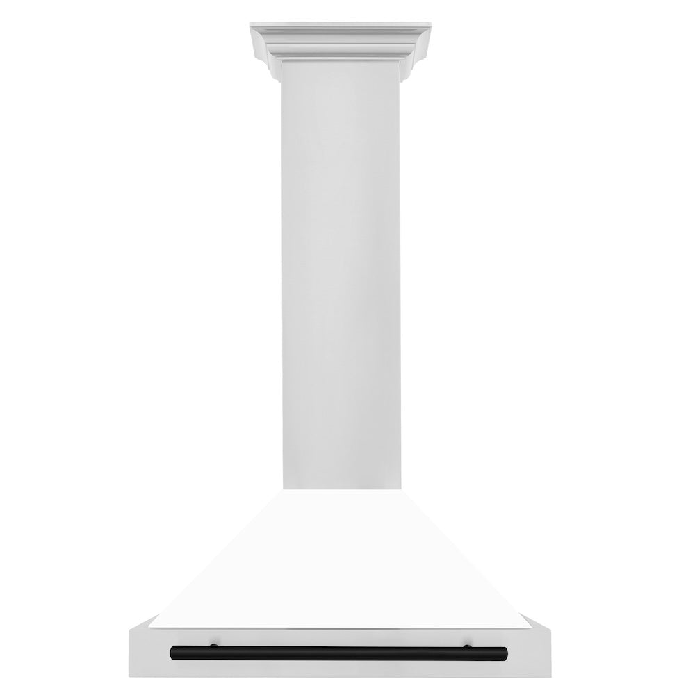 ZLINE 30 in. Autograph Edition Convertible Stainless Steel Range Hood with White Matte Shell and Matte Black Accents (KB4STZ-WM30-MB)