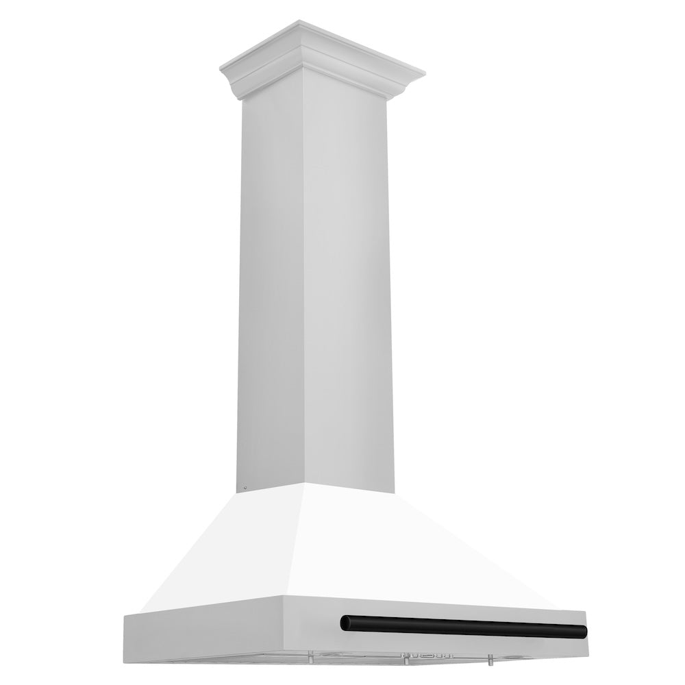 ZLINE 30 in. Autograph Edition Convertible Stainless Steel Range Hood with White Matte Shell and Matte Black Accents (KB4STZ-WM30-MB)
