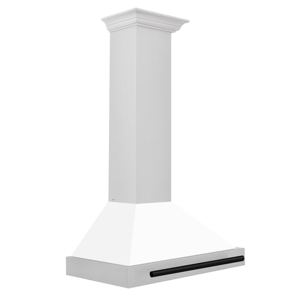 ZLINE 30 in. Autograph Edition Convertible Stainless Steel Range Hood with White Matte Shell and Matte Black Accents (KB4STZ-WM30-MB)