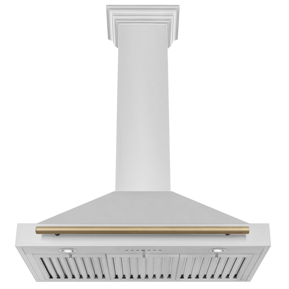 ZLINE 36 in. Autograph Edition Convertible Stainless Steel Range Hood with Stainless Steel Shell and Champagne Bronze Accents (KB4STZ-36-CB)