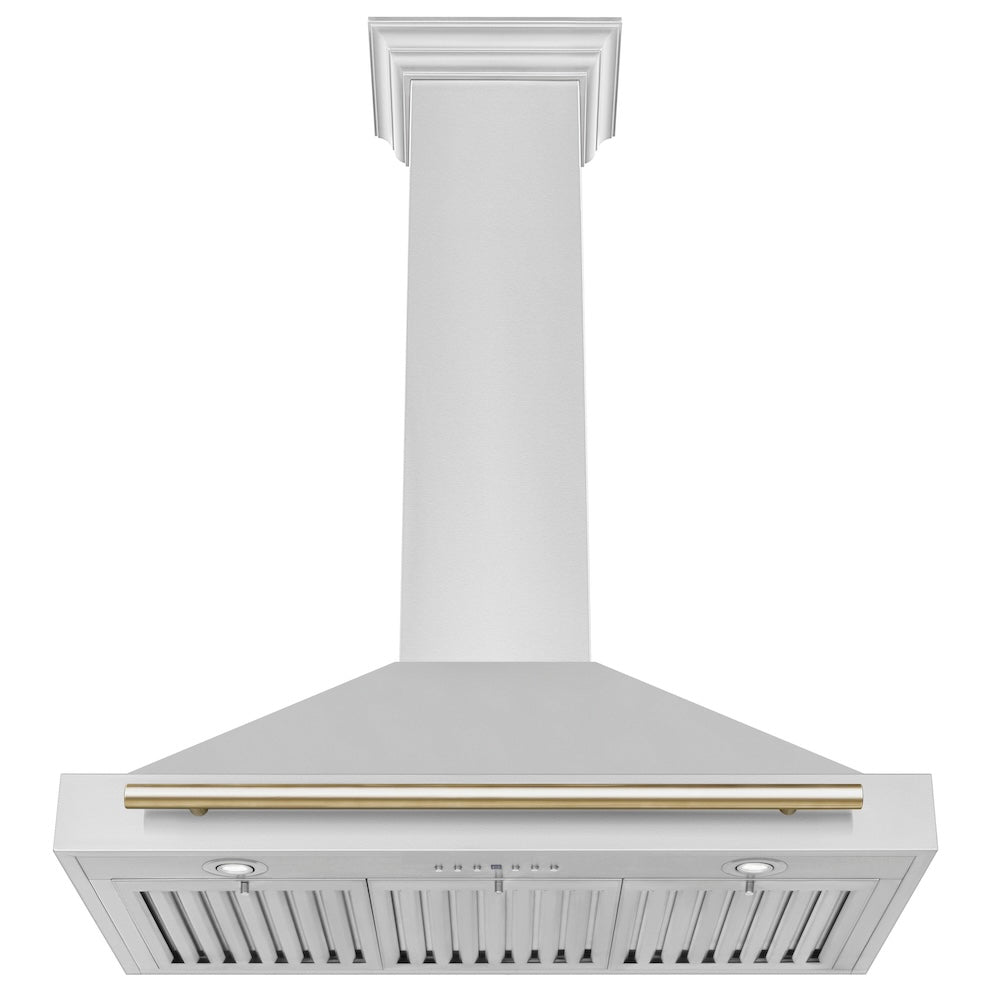 ZLINE 36 in. Autograph Edition Convertible Stainless Steel Range Hood with Stainless Steel Shell and Polished Gold Accents (KB4STZ-36-G)