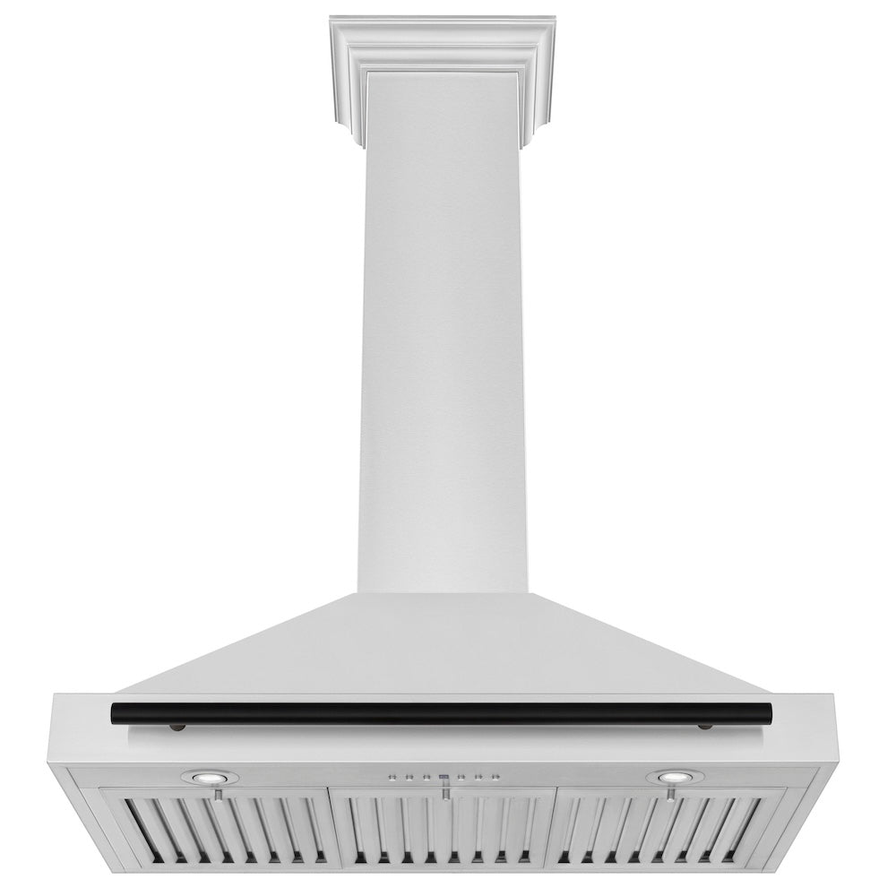 ZLINE 36 in.Autograph Edition Convertible Stainless Steel Range Hood with Stainless Steel Shell and Matte Black Accents (KB4STZ-36-MB)