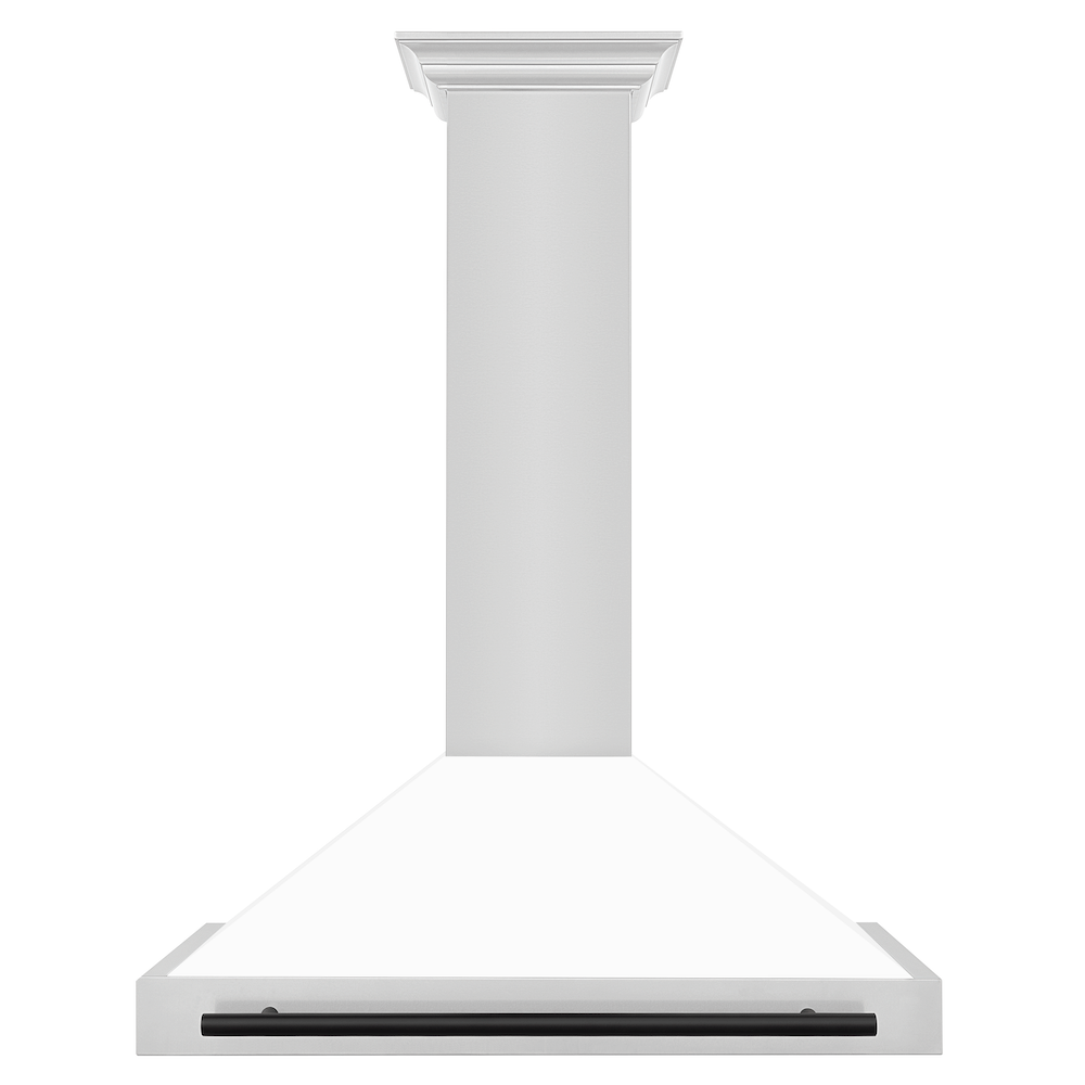 ZLINE 36 in.Autograph Edition Convertible Stainless Steel Range Hood with White Matte Shell and Matte Black Accents (KB4STZ-WM36-MB)