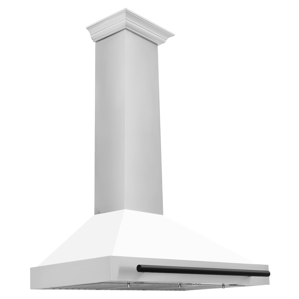 ZLINE 36 in.Autograph Edition Convertible Stainless Steel Range Hood with White Matte Shell and Matte Black Accents (KB4STZ-WM36-MB)